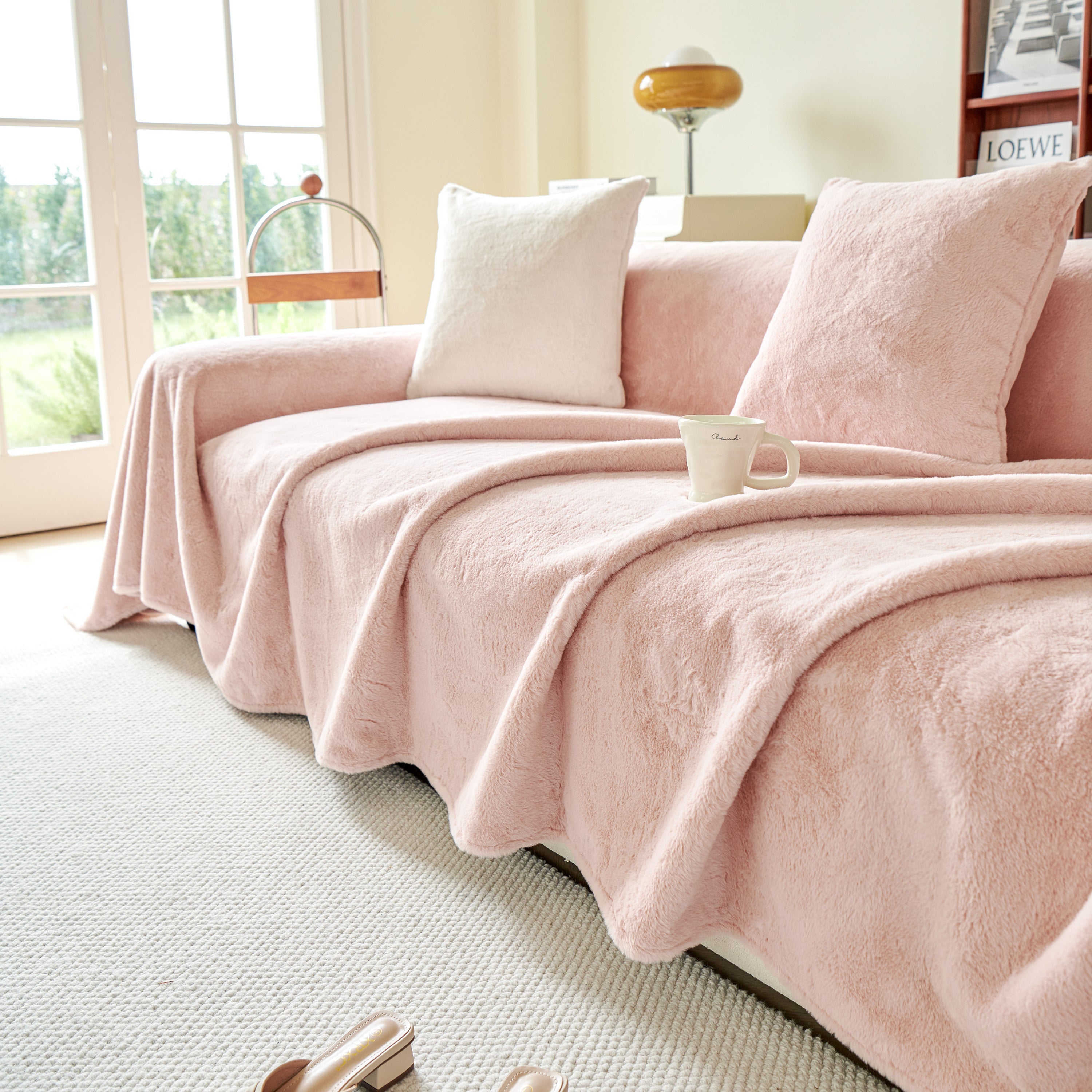 Faux Fur Smooth Plush Comfy Couch Covers, Soft Thicked Durable Blankets and Throws for Sofas