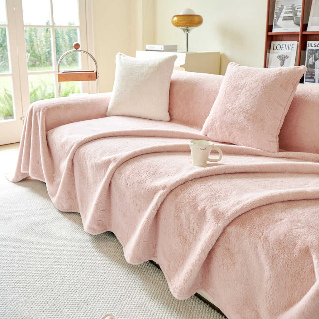 Faux Fur Smooth Plush Comfy Couch Covers, Soft Thicked Durable Blankets and Throws for Sofas