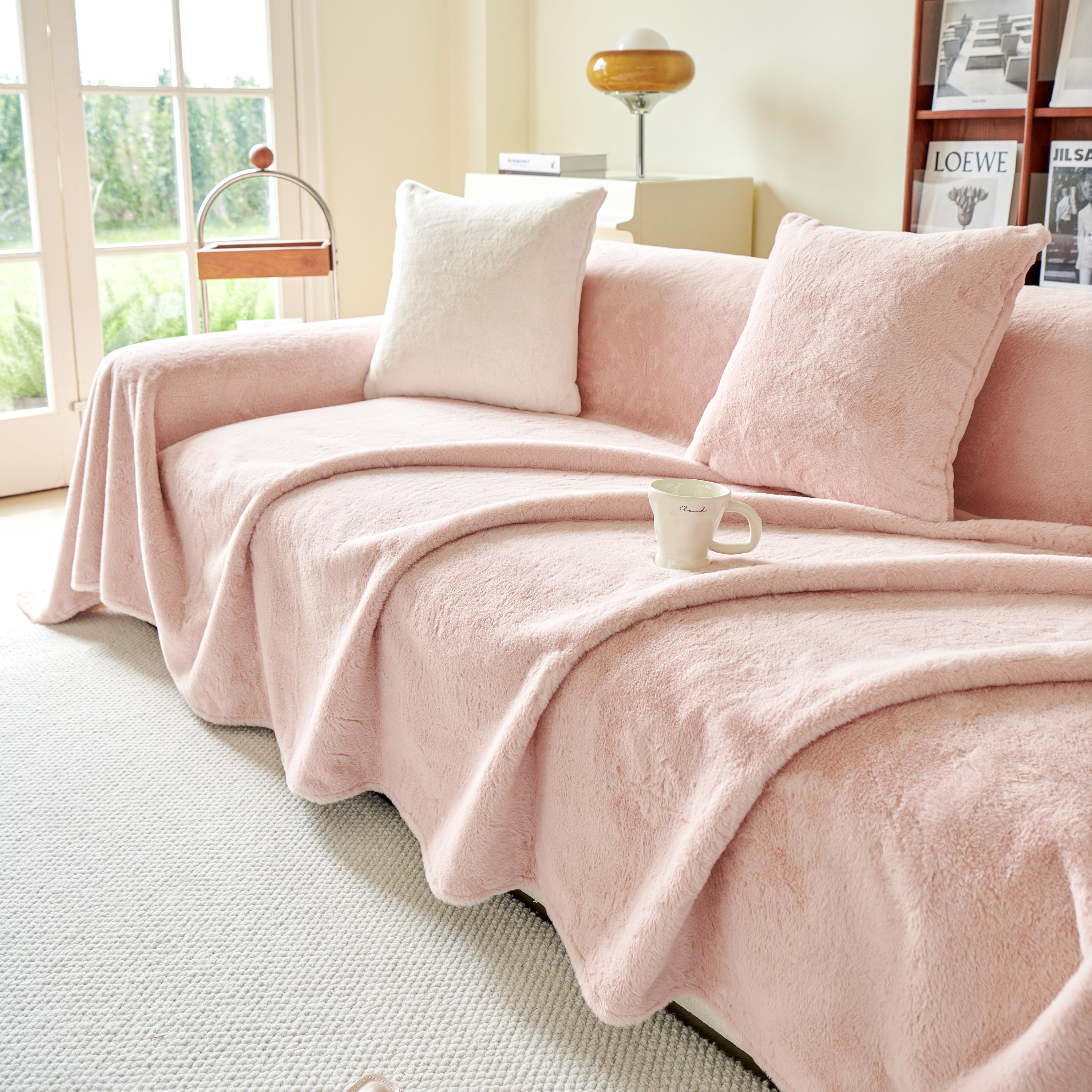 Faux Fur Smooth Plush Comfy Couch Covers, Soft Thicked Durable Blankets and Throws for Sofas