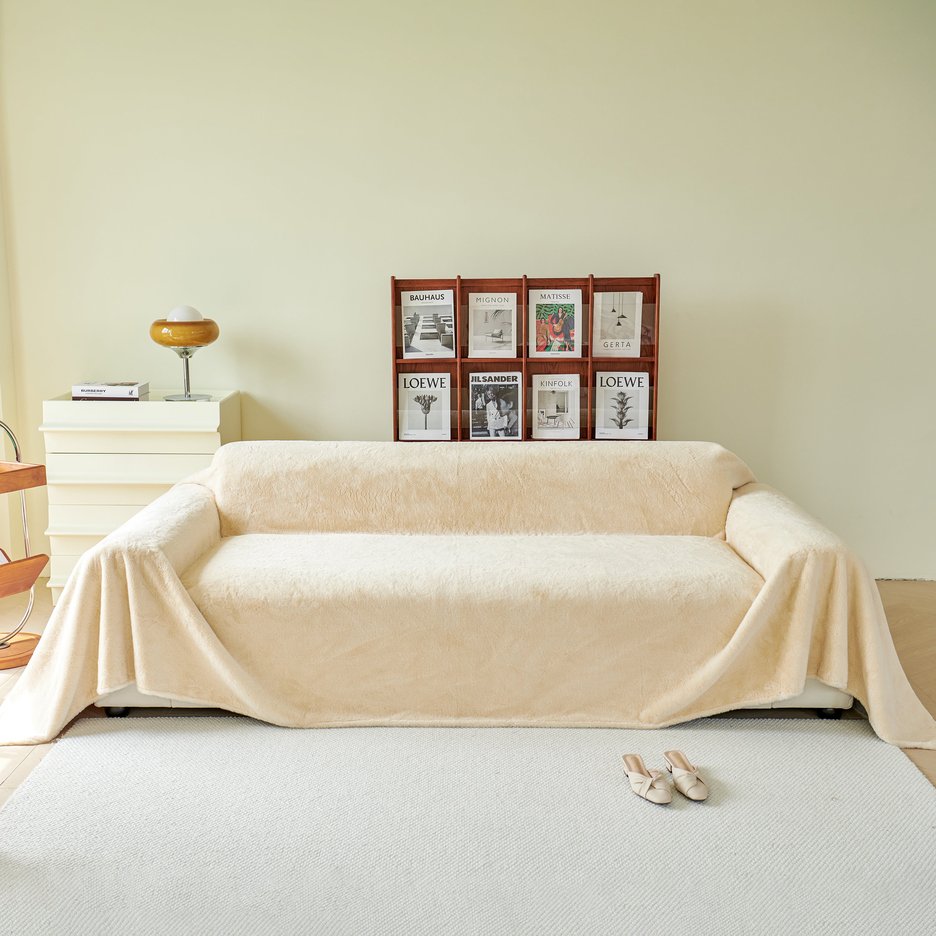 Faux Fur Smooth Plush Comfy Couch Covers, Soft Thicked Durable Blankets and Throws for Sofas