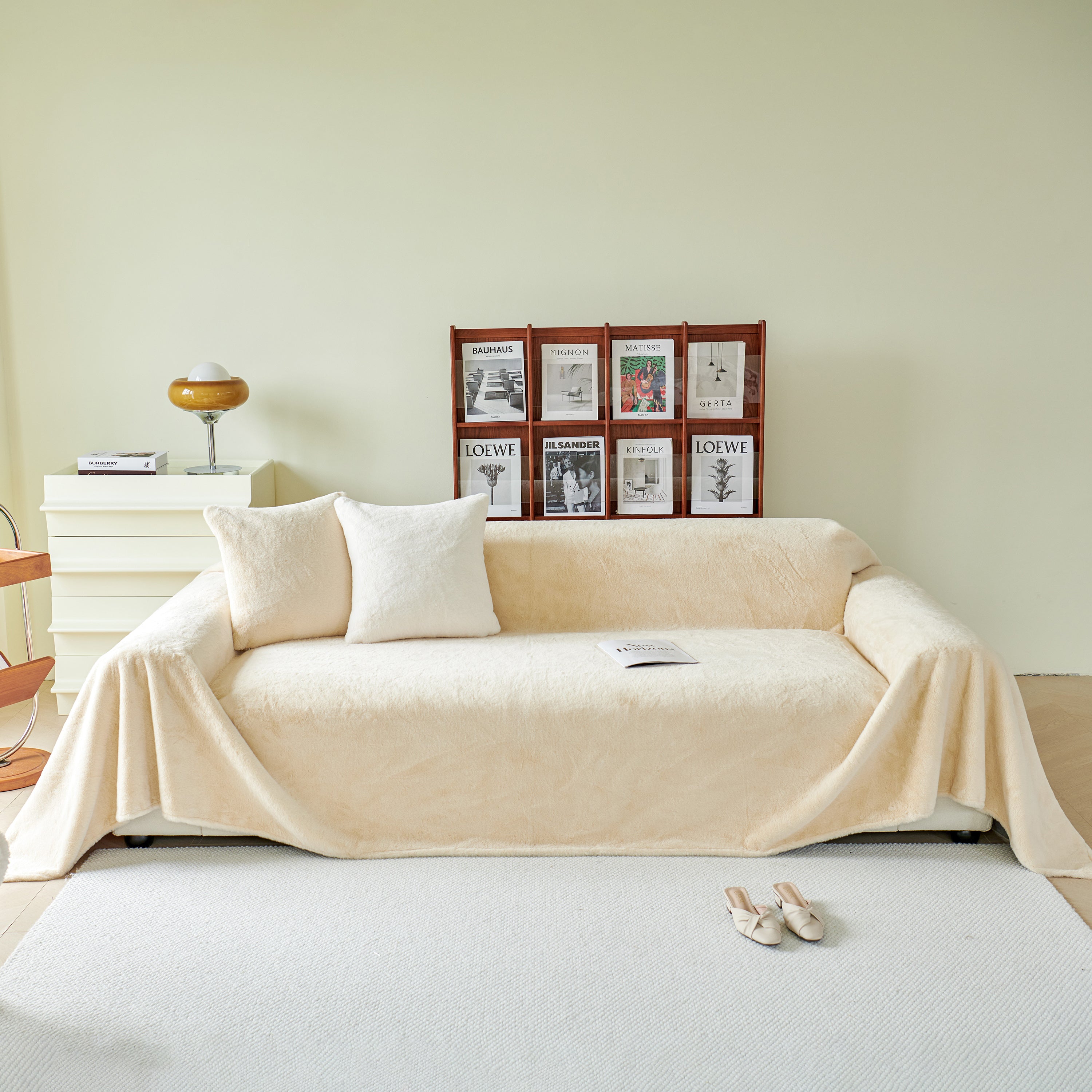 Faux Fur Smooth Plush Comfy Couch Covers, Soft Thicked Durable Blankets and Throws for Sofas