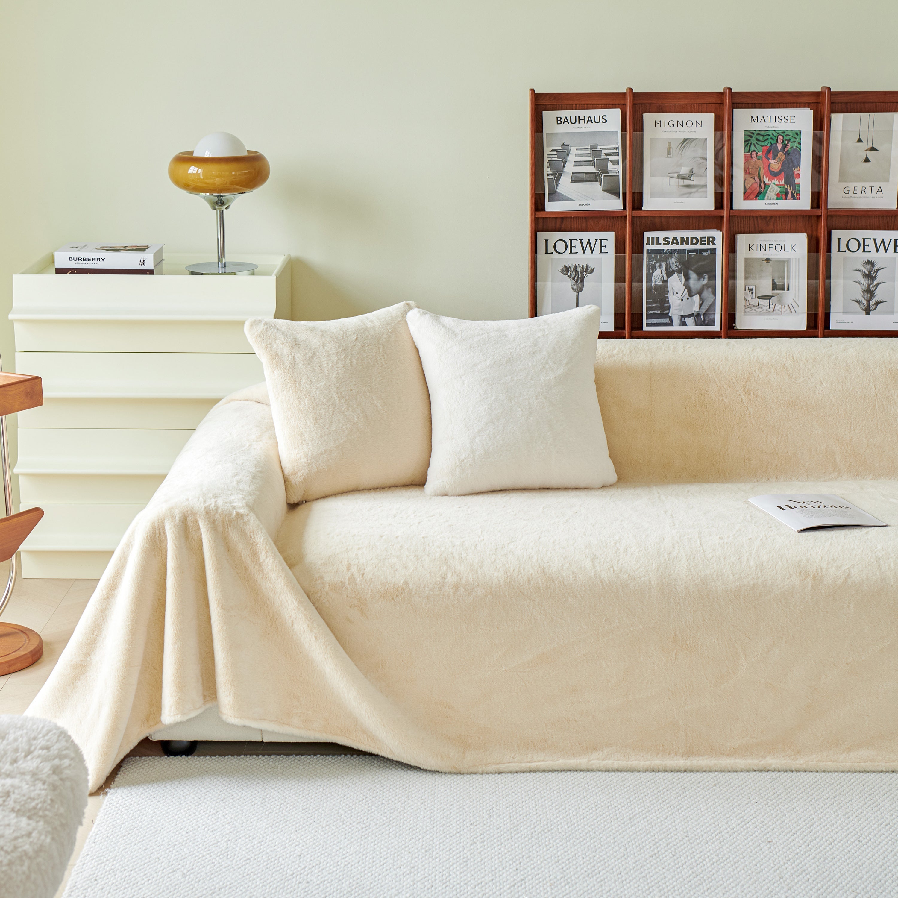 Faux Fur Smooth Plush Comfy Couch Covers, Soft Thicked Durable Blankets and Throws for Sofas