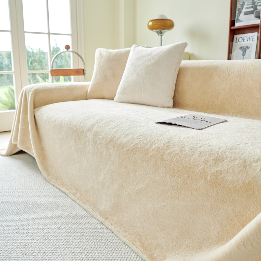 Faux Fur Smooth Plush Comfy Couch Covers, Soft Thicked Durable Blankets and Throws for Sofas