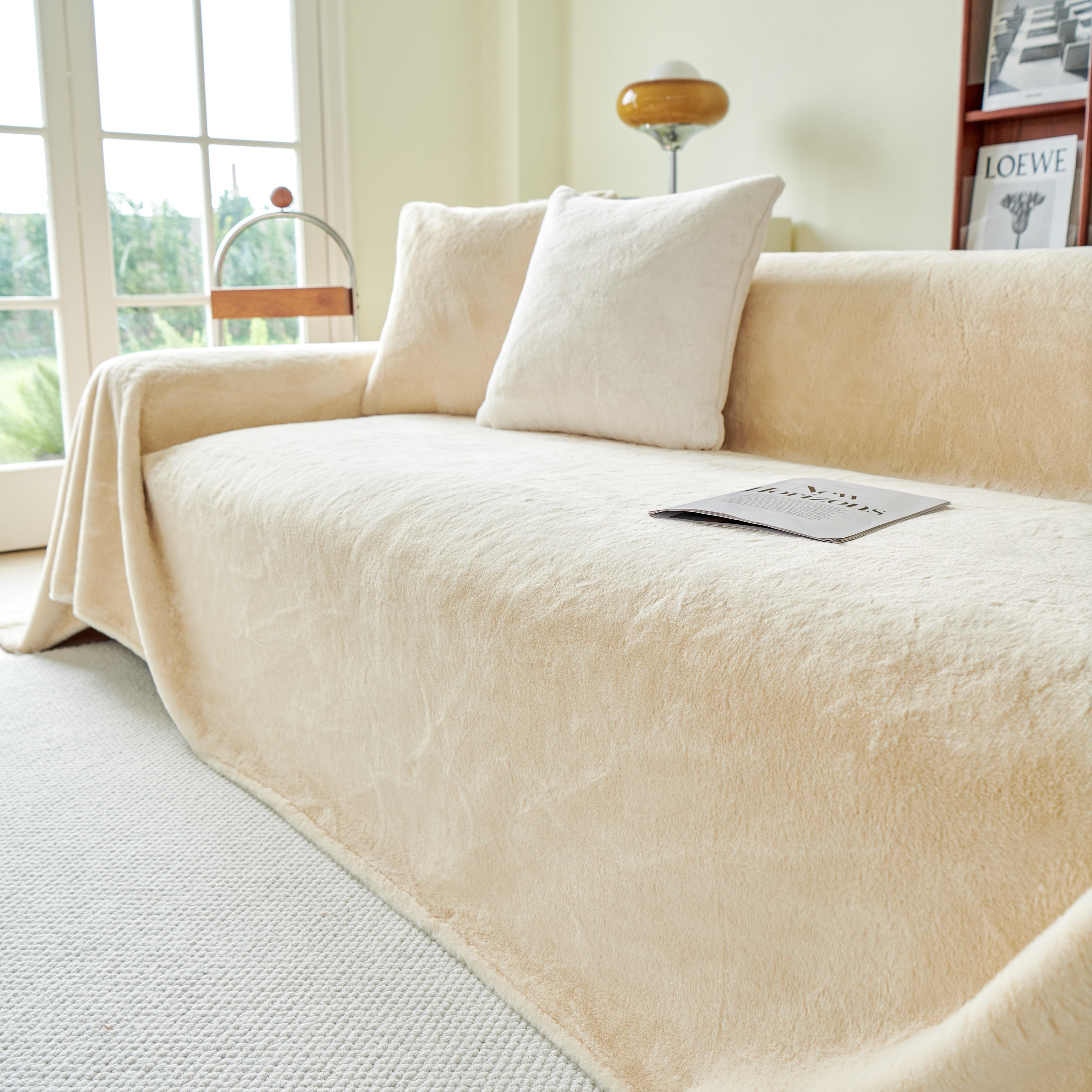 Faux Fur Smooth Plush Comfy Couch Covers, Soft Thicked Durable Blankets and Throws for Sofas