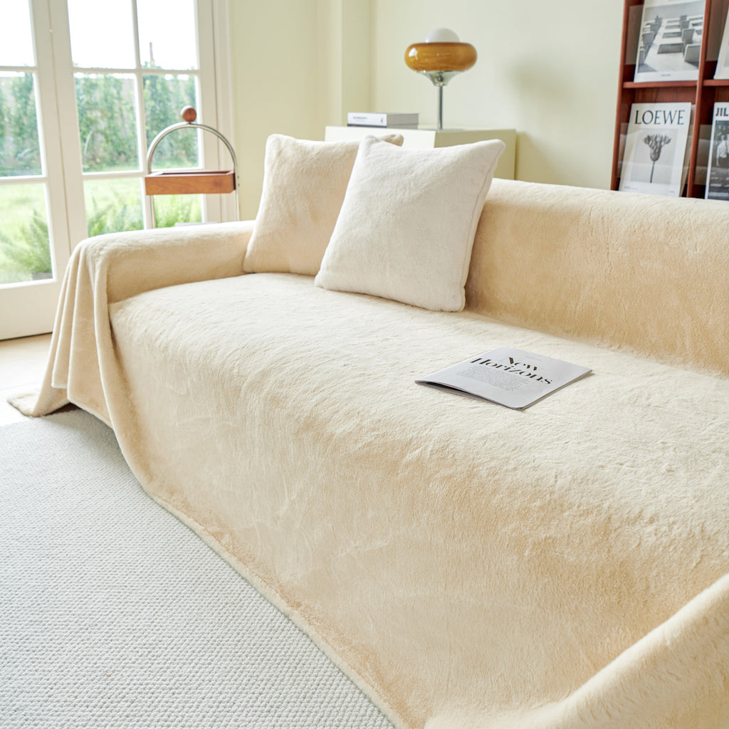 Faux Fur Smooth Plush Comfy Couch Covers, Soft Thicked Durable Blankets and Throws for Sofas