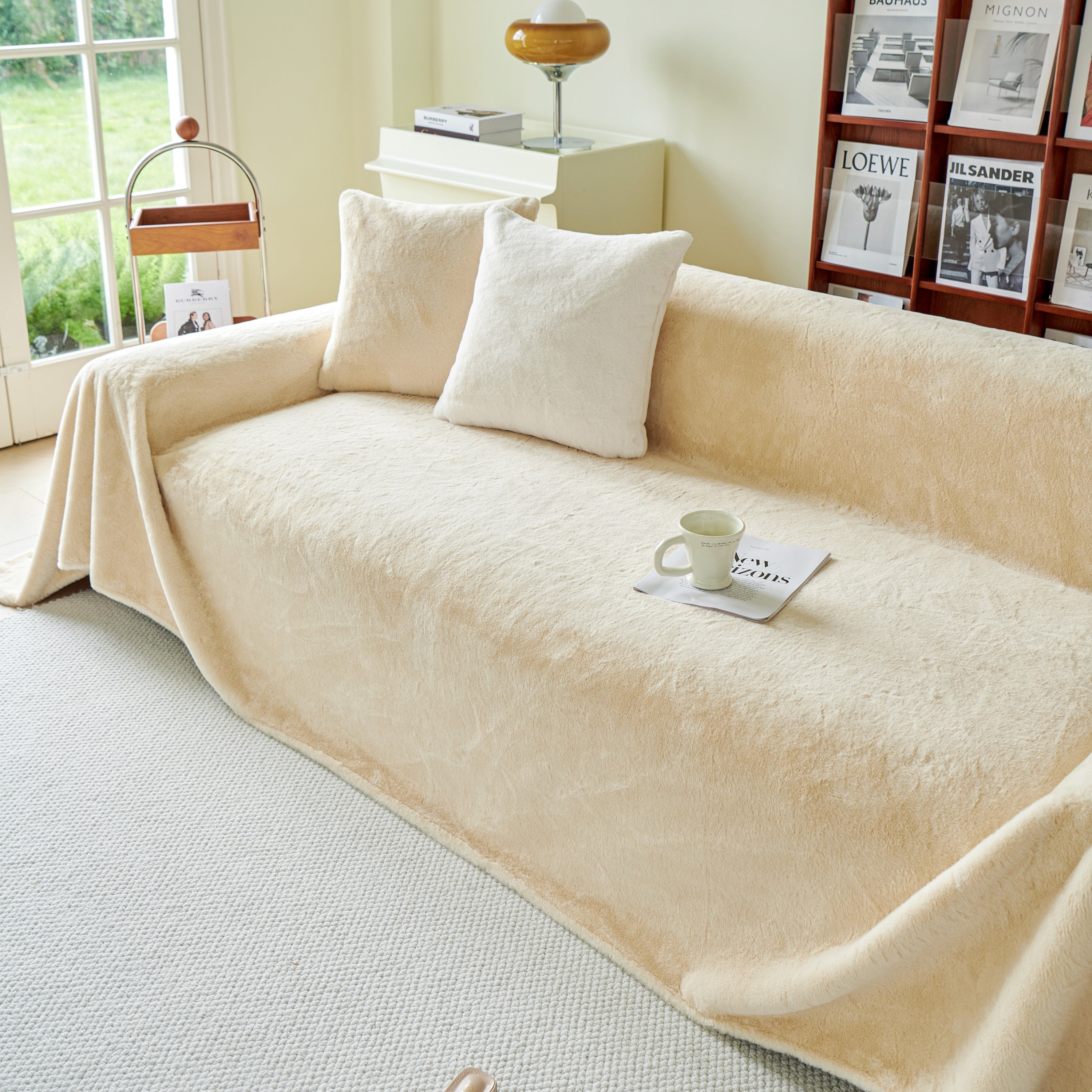Faux Fur Smooth Plush Comfy Couch Covers, Soft Thicked Durable Blankets and Throws for Sofas