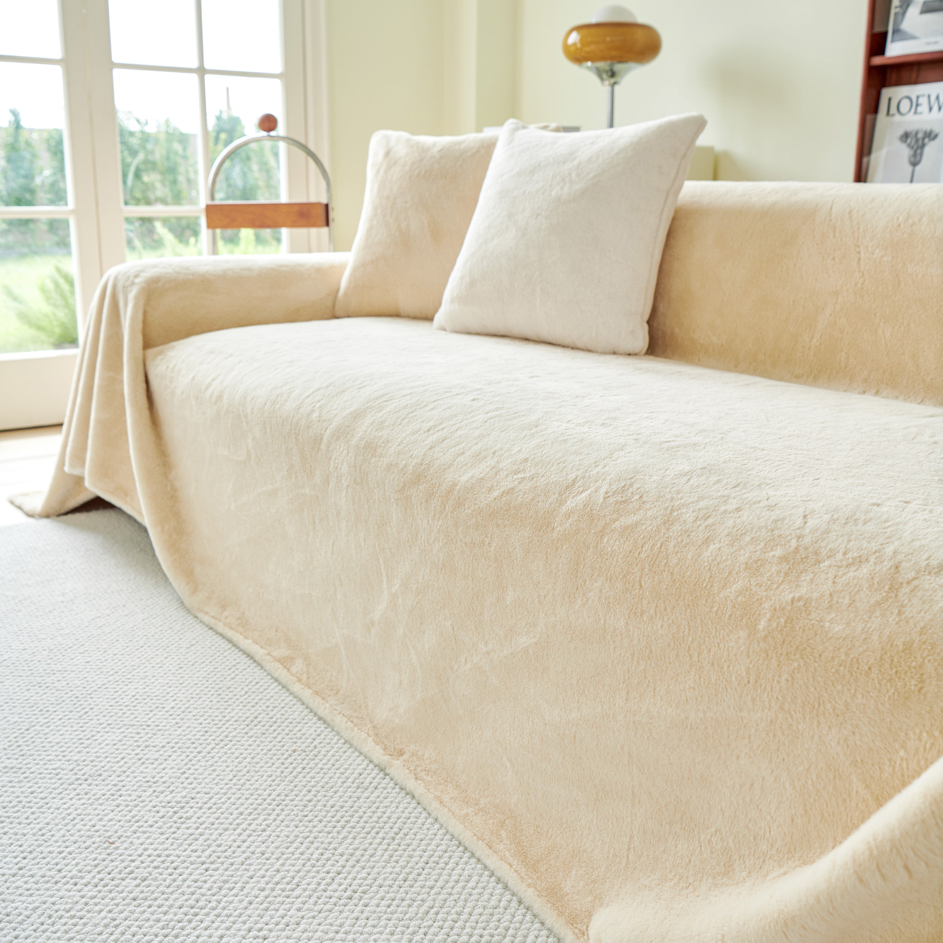 Faux Fur Smooth Plush Comfy Couch Covers, Soft Thicked Durable Blankets and Throws for Sofas