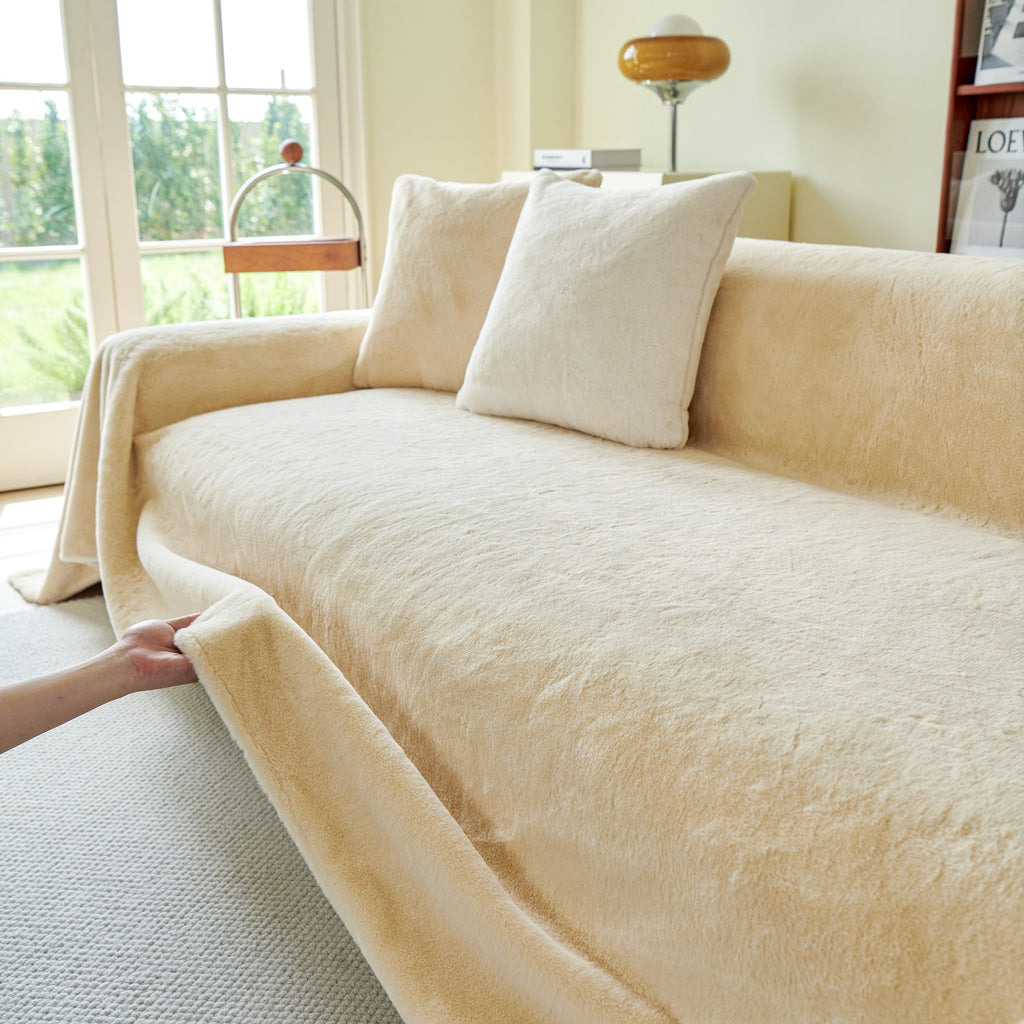 Faux Fur Smooth Plush Comfy Couch Covers, Soft Thicked Durable Blankets and Throws for Sofas