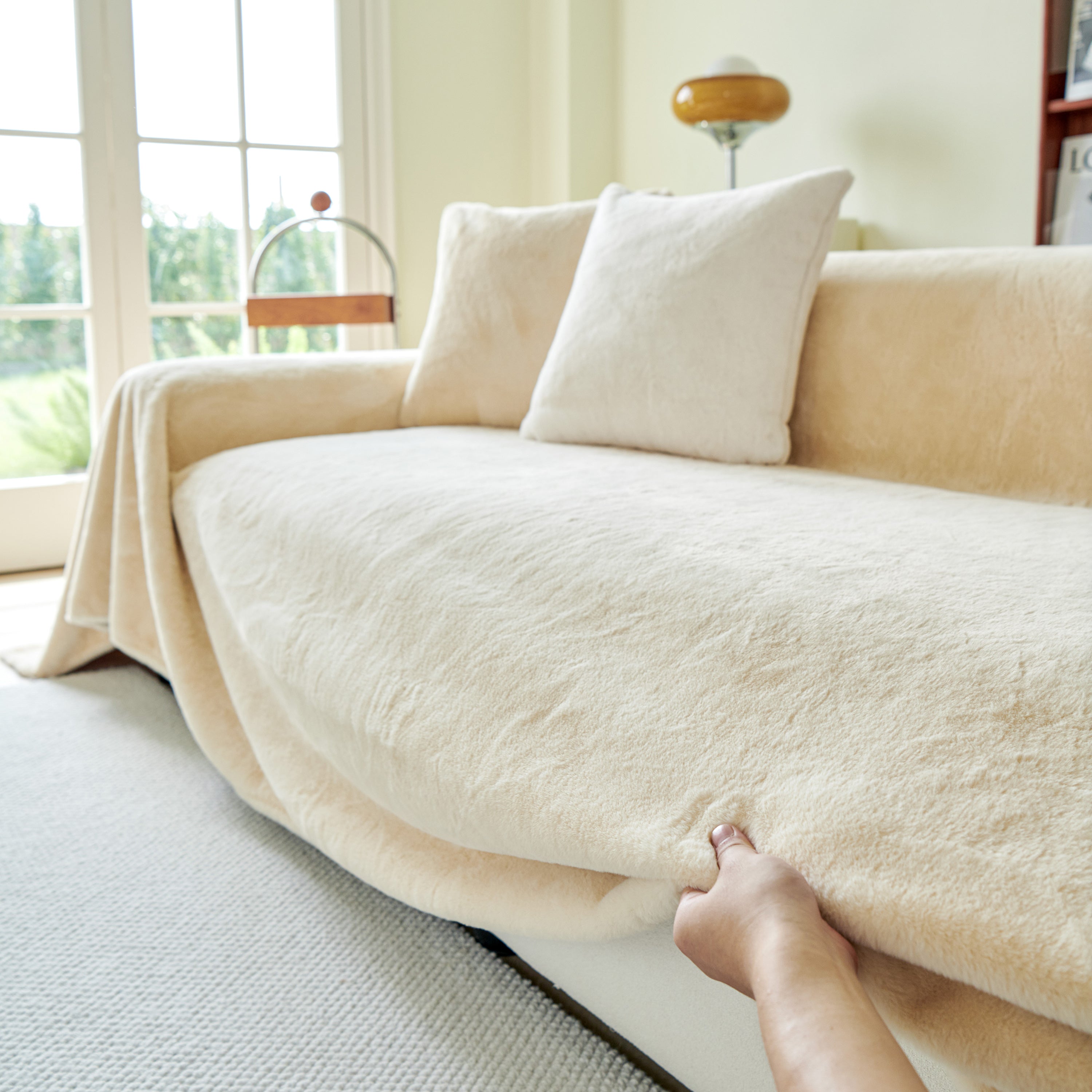 Faux Fur Smooth Plush Comfy Couch Covers, Soft Thicked Durable Blankets and Throws for Sofas