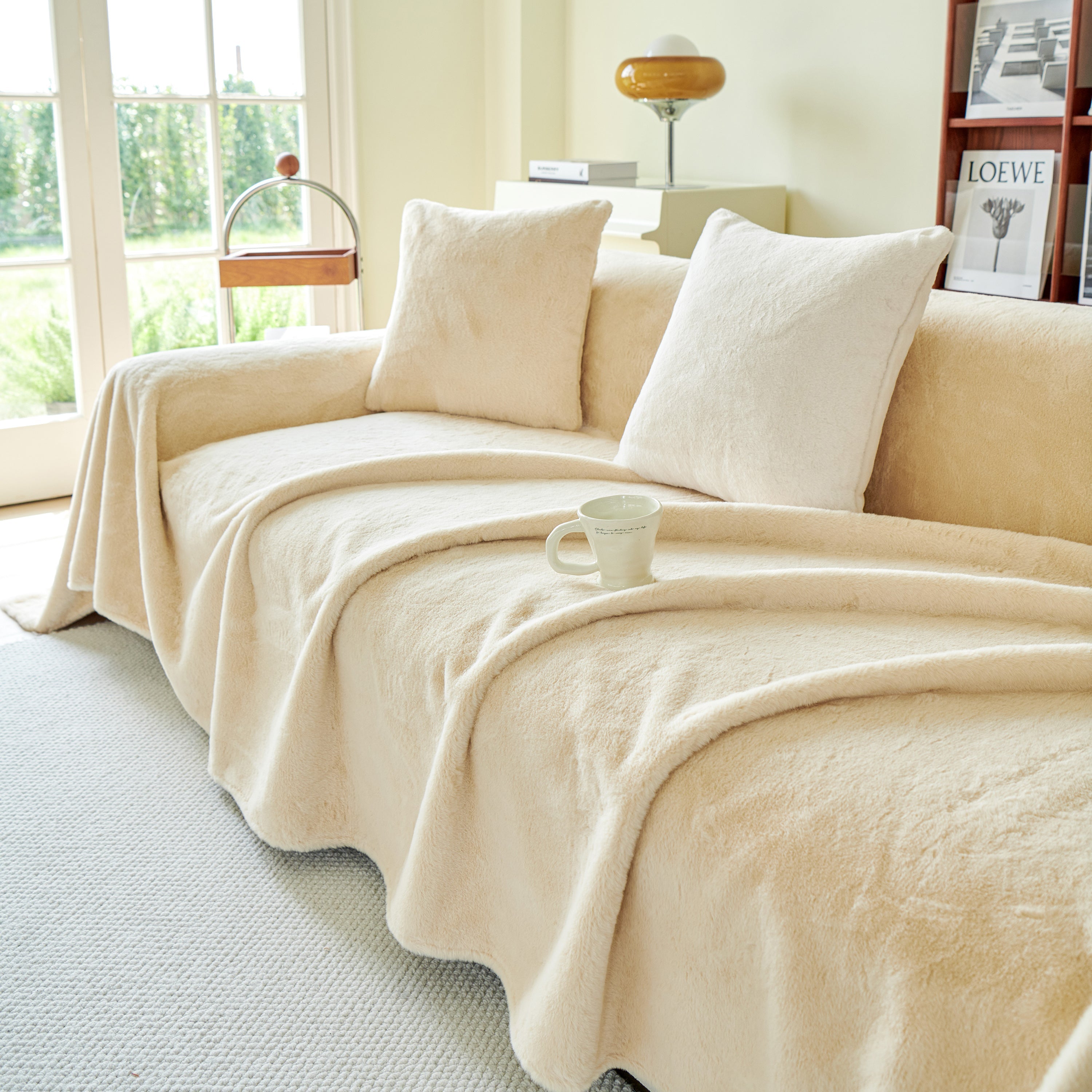 Faux Fur Smooth Plush Comfy Couch Covers, Soft Thicked Durable Blankets and Throws for Sofas