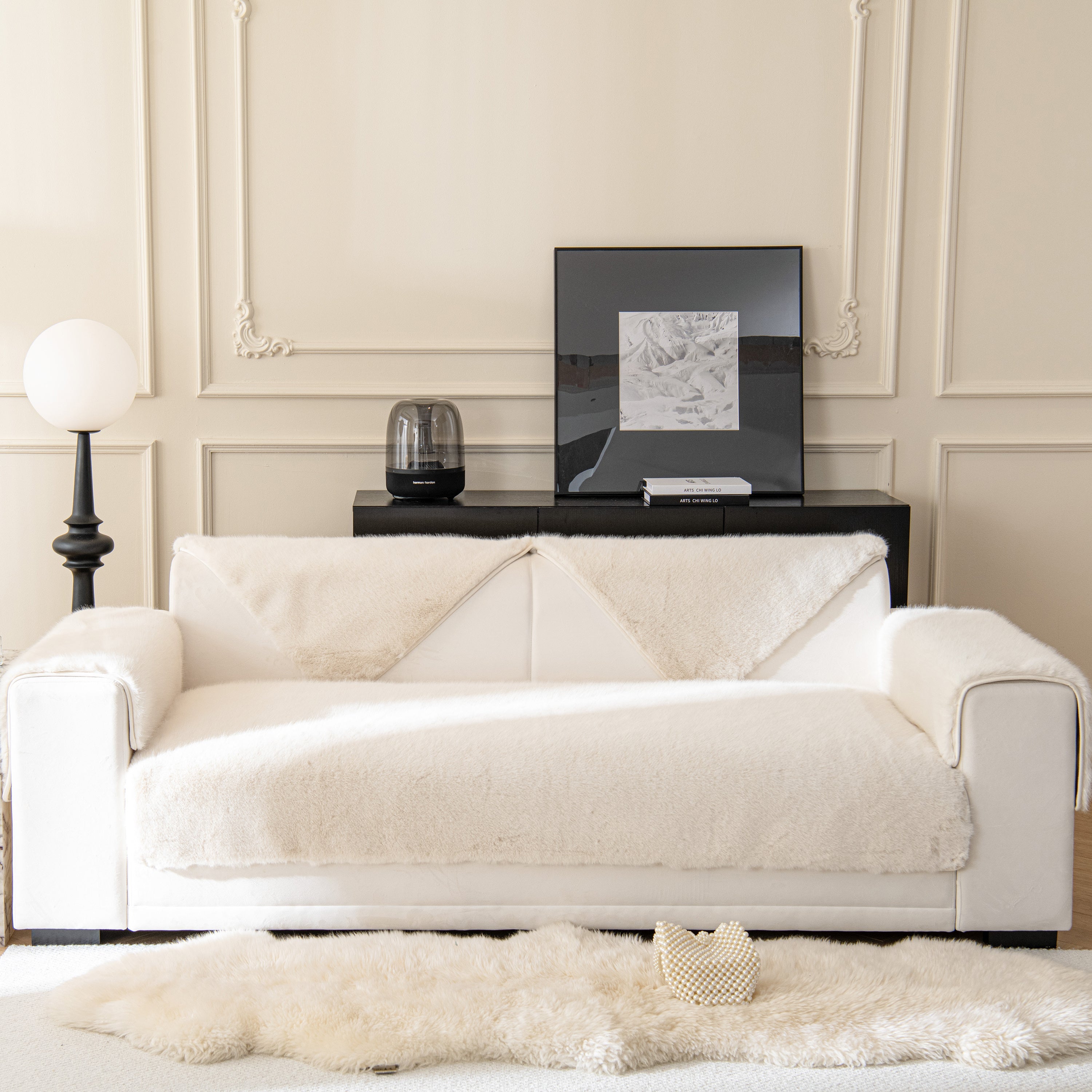 Faux Mink Velvet Luxury Fluffy Sofa Cushion, Winter Warm Thick Plush Non-slip Sofa Covers