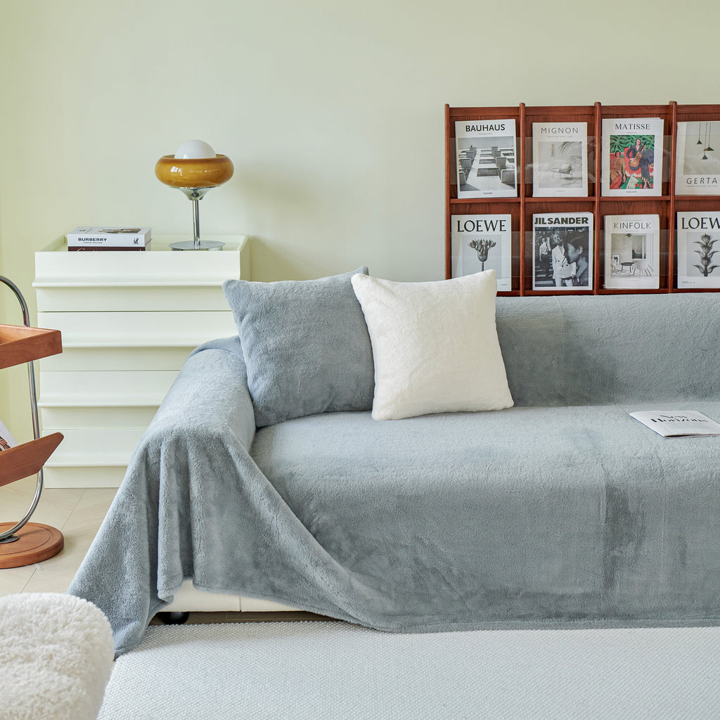 Faux Fur Smooth Plush Comfy Couch Covers, Soft Thicked Durable Blankets and Throws for Sofas