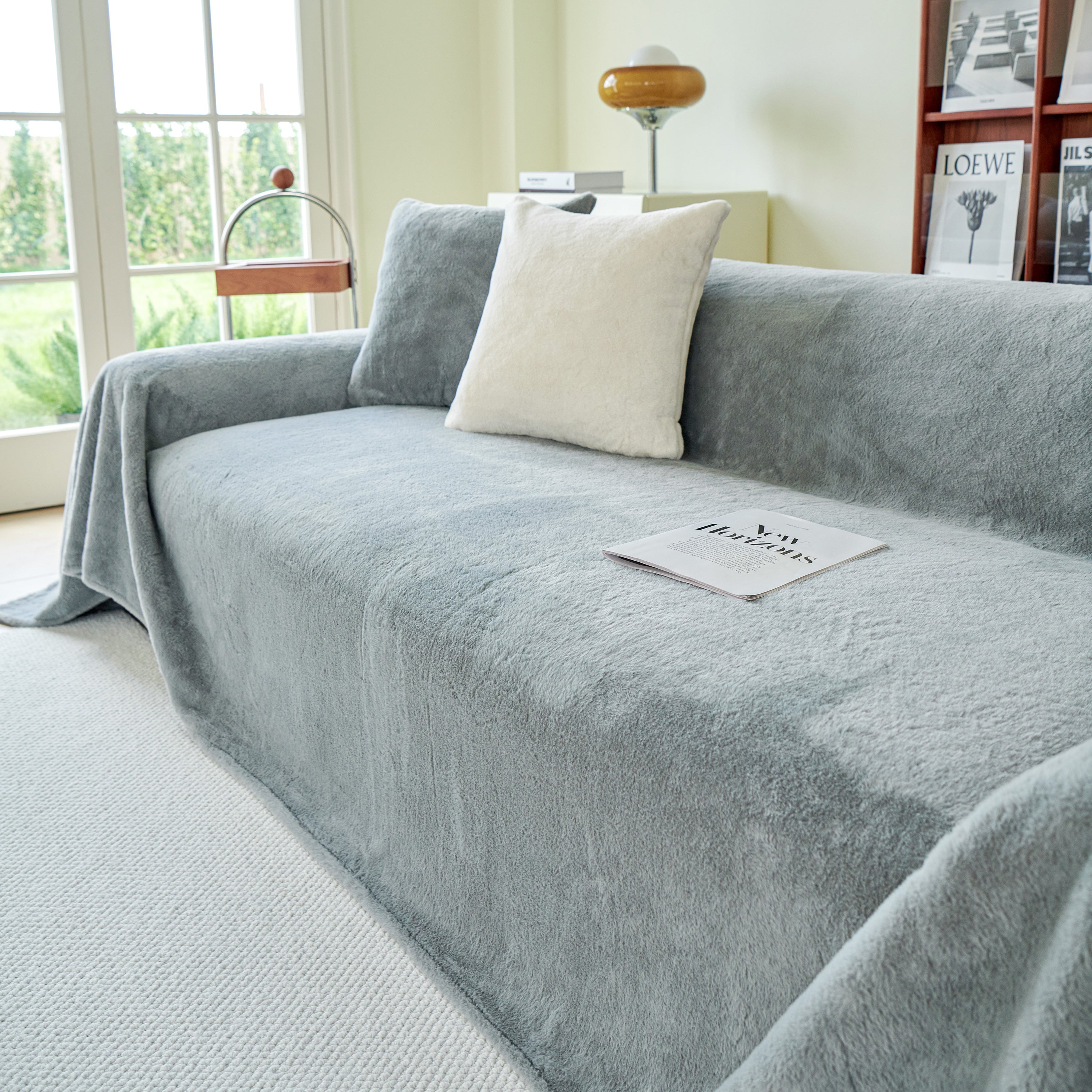 Faux Fur Smooth Plush Comfy Couch Covers, Soft Thicked Durable Blankets and Throws for Sofas