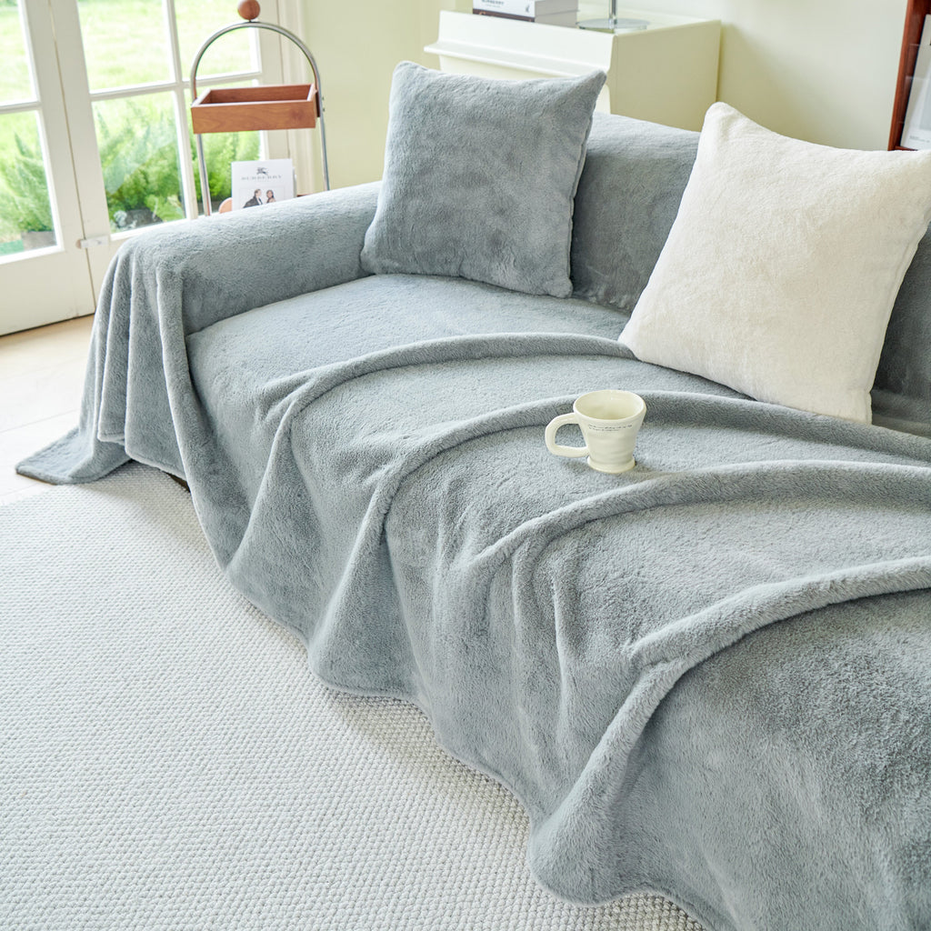 Faux Fur Smooth Plush Comfy Couch Covers, Soft Thicked Durable Blankets and Throws for Sofas