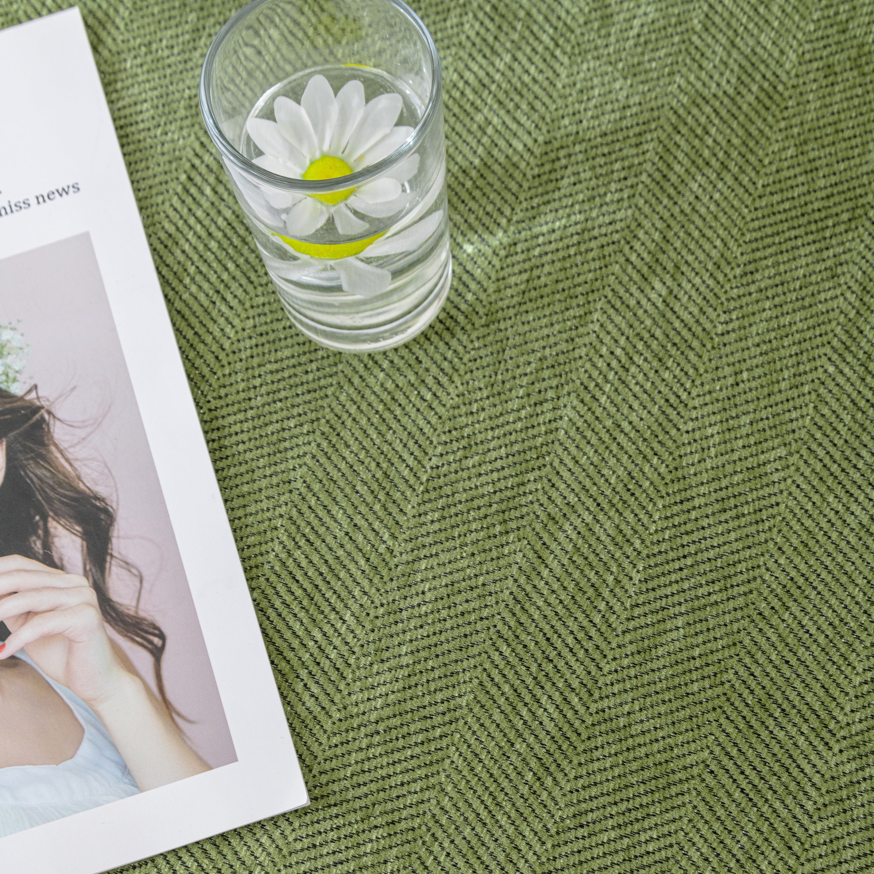 Couch Cover Sectional L Shape Chenille Herringbone Couch Throw Cover with Tassel Pom-Poms for Pets