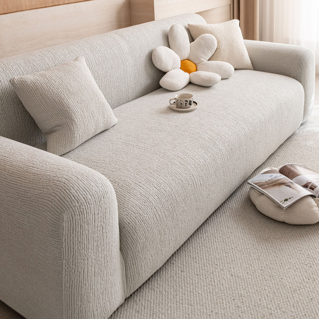 Stretch Textured Vertical Stripe Couch Slipcover, Soft Jacquard Elastic Sofa Cover