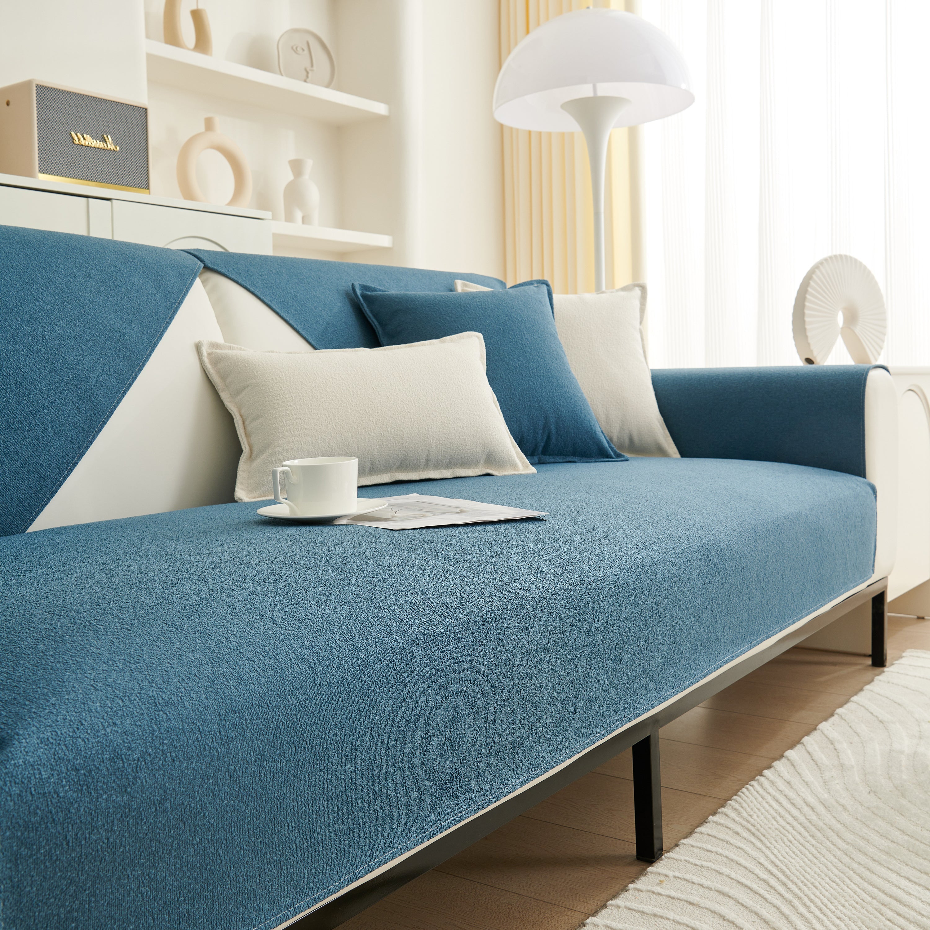 Luxurious Teddy Velvet Solid Sofa Towel - Non-Slip Waterproof Sofa Cover Furniture Protector and Pet Couch Cover