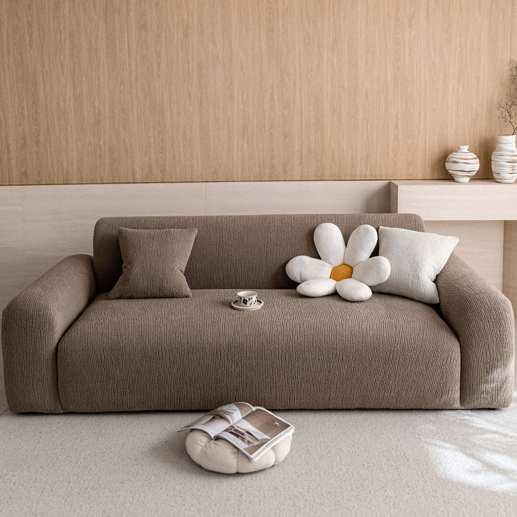 Stretch Textured Vertical Stripe Couch Slipcover, Soft Jacquard Elastic Sofa Cover