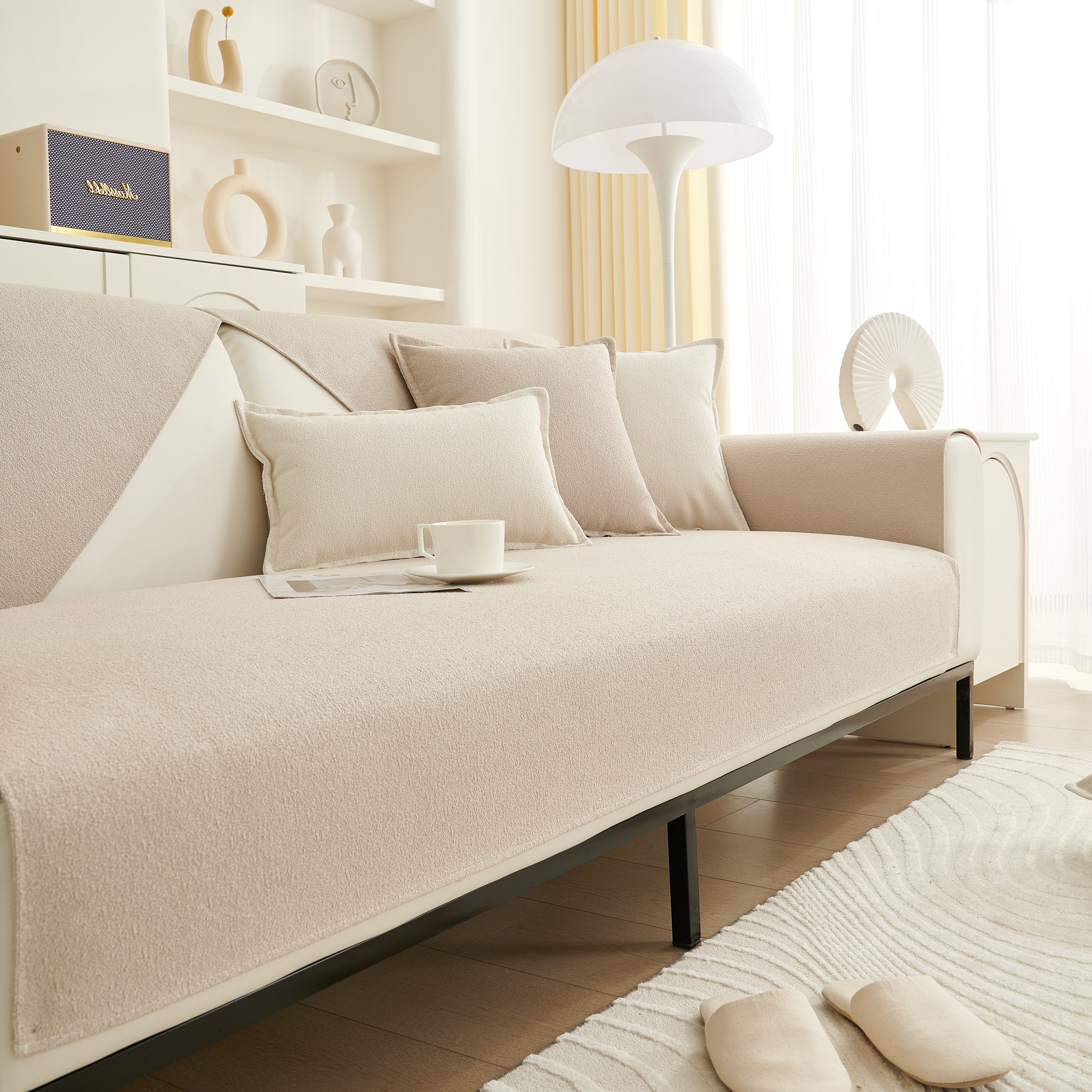 Luxurious Teddy Velvet Solid Sofa Towel - Non-Slip Waterproof Sofa Cover Furniture Protector and Pet Couch Cover