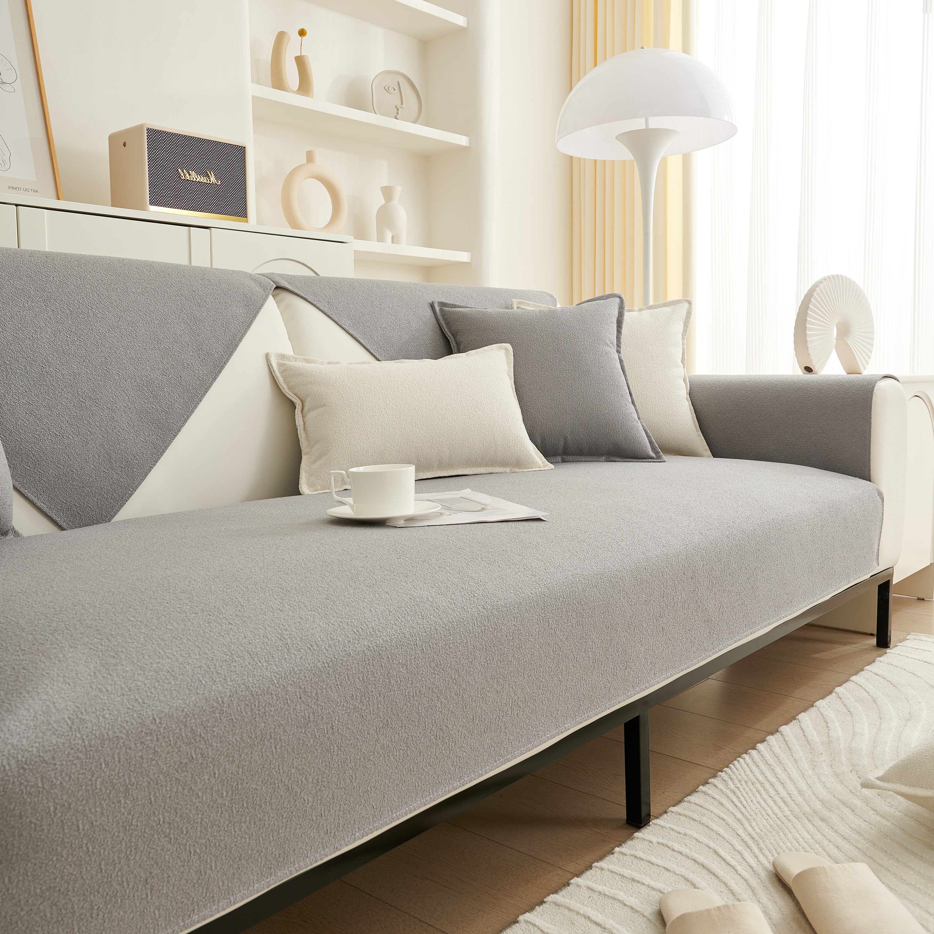 Luxurious Teddy Velvet Solid Sofa Towel - Non-Slip Waterproof Sofa Cover Furniture Protector and Pet Couch Cover