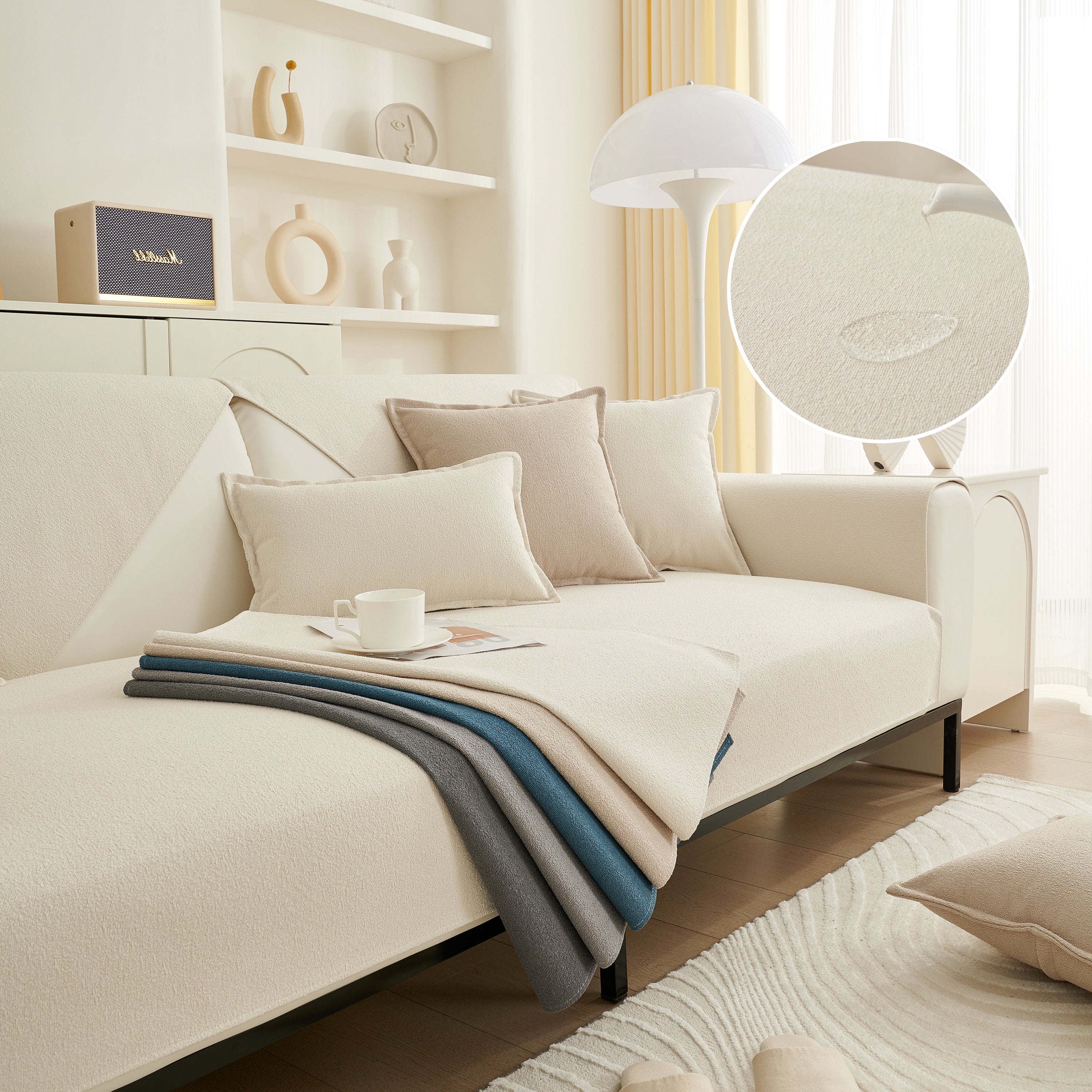 Luxurious Teddy Velvet Solid Sofa Towel - Non-Slip Waterproof Sofa Cover Furniture Protector and Pet Couch Cover