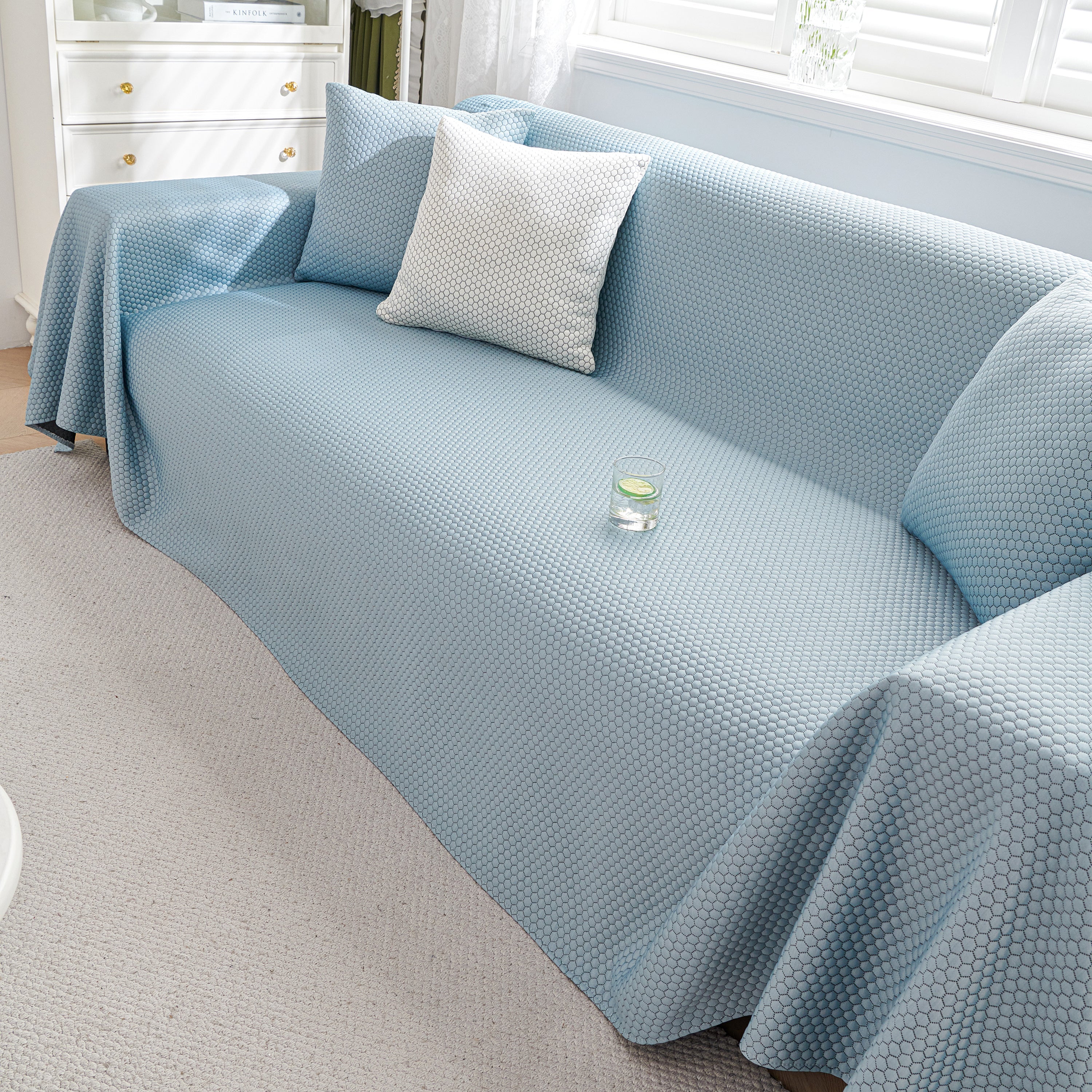Summer Cool Dotted Cat Scratch Resistant Sofa Cover Blanket, Luxury Large Blanket Covers for Couch