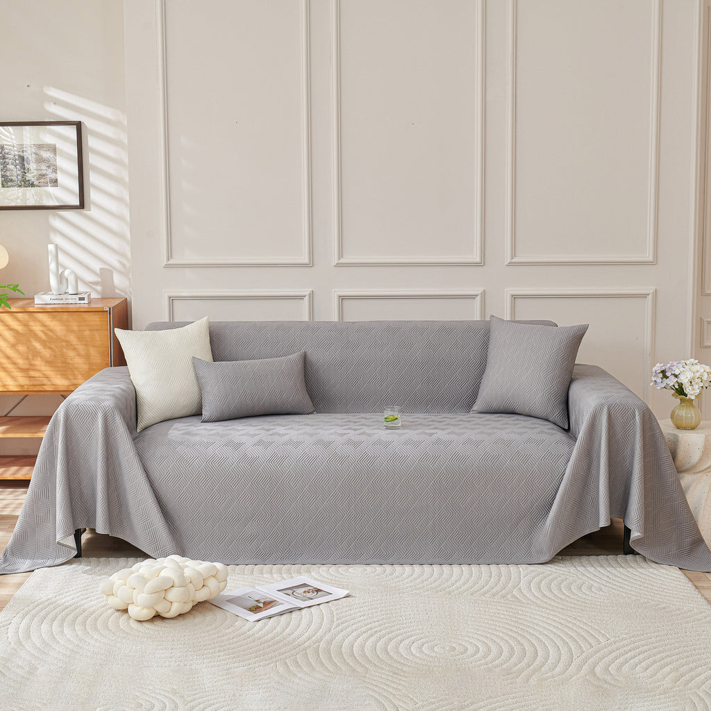 Cooling Scratch Proof Large Sofa Throw Cover, Geometric Texture Couch Protector