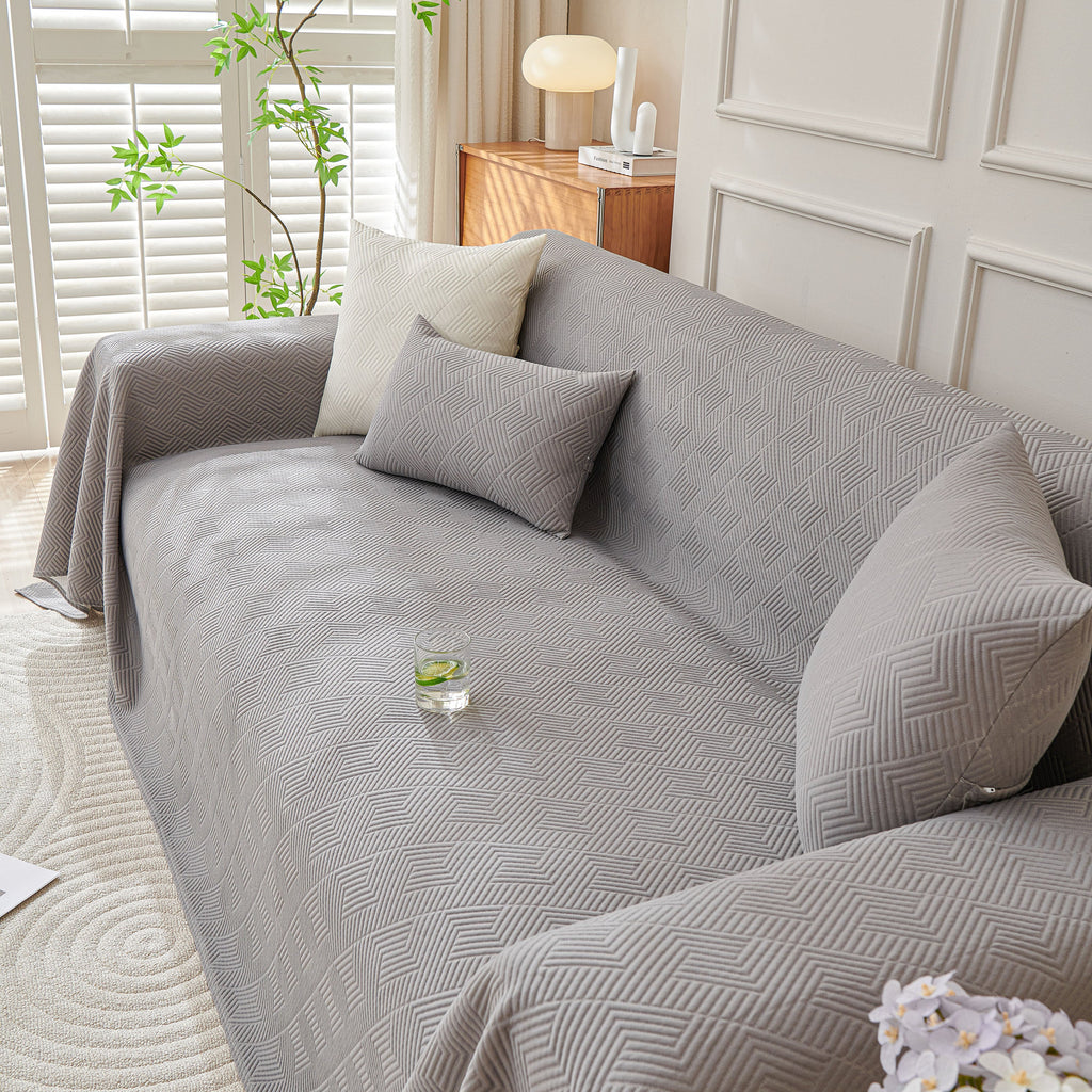 Cooling Scratch Proof Large Sofa Throw Cover, Geometric Texture Couch Protector