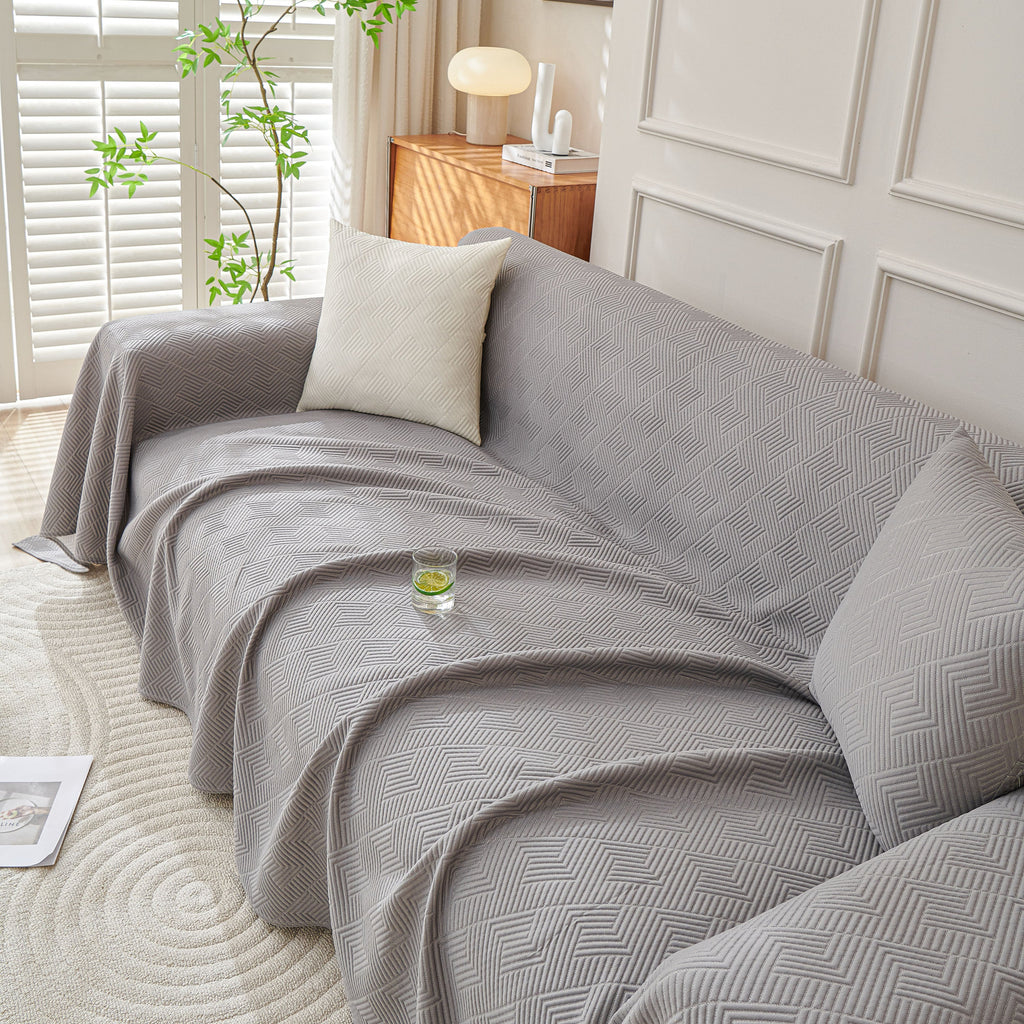 Cooling Scratch Proof Large Sofa Throw Cover, Geometric Texture Couch Protector