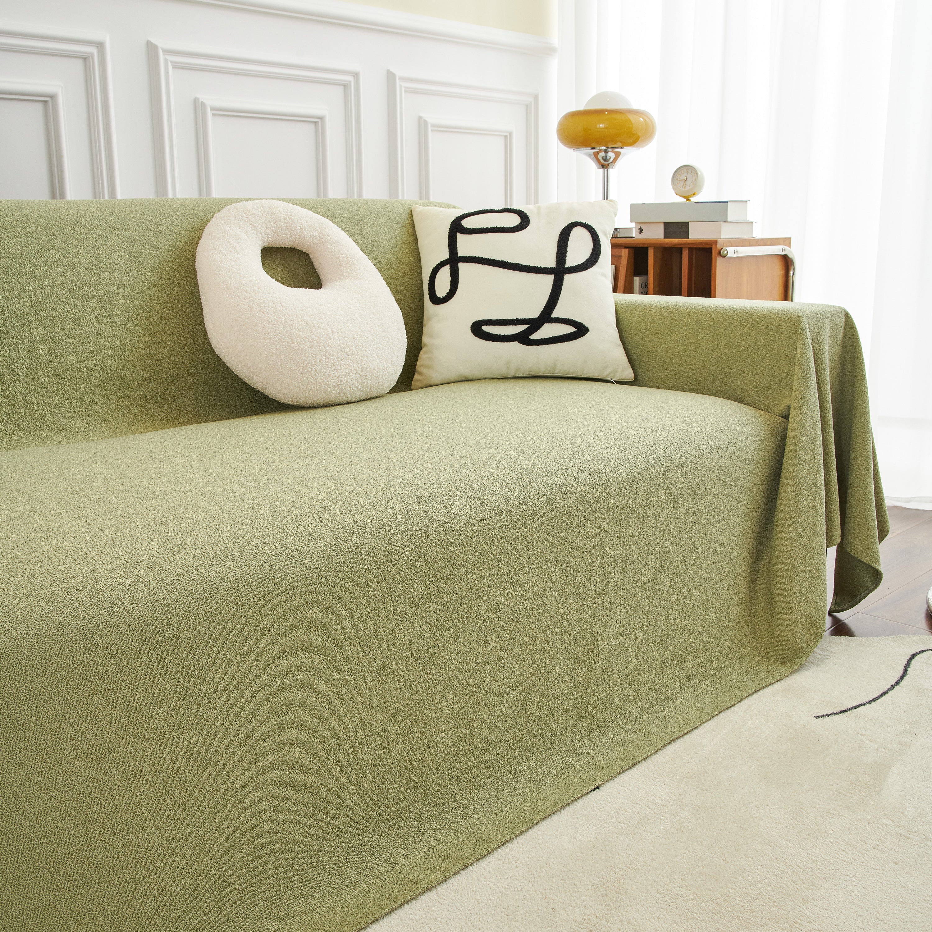 Teddy Throw Blanket and Stylish Slipcover for Couch, Waterproof Sofa Cover for Pets