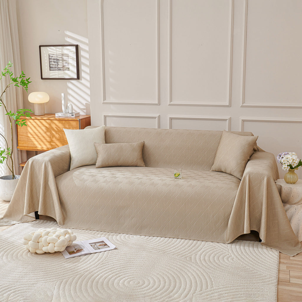 Cooling Scratch Proof Large Sofa Throw Cover, Geometric Texture Couch Protector