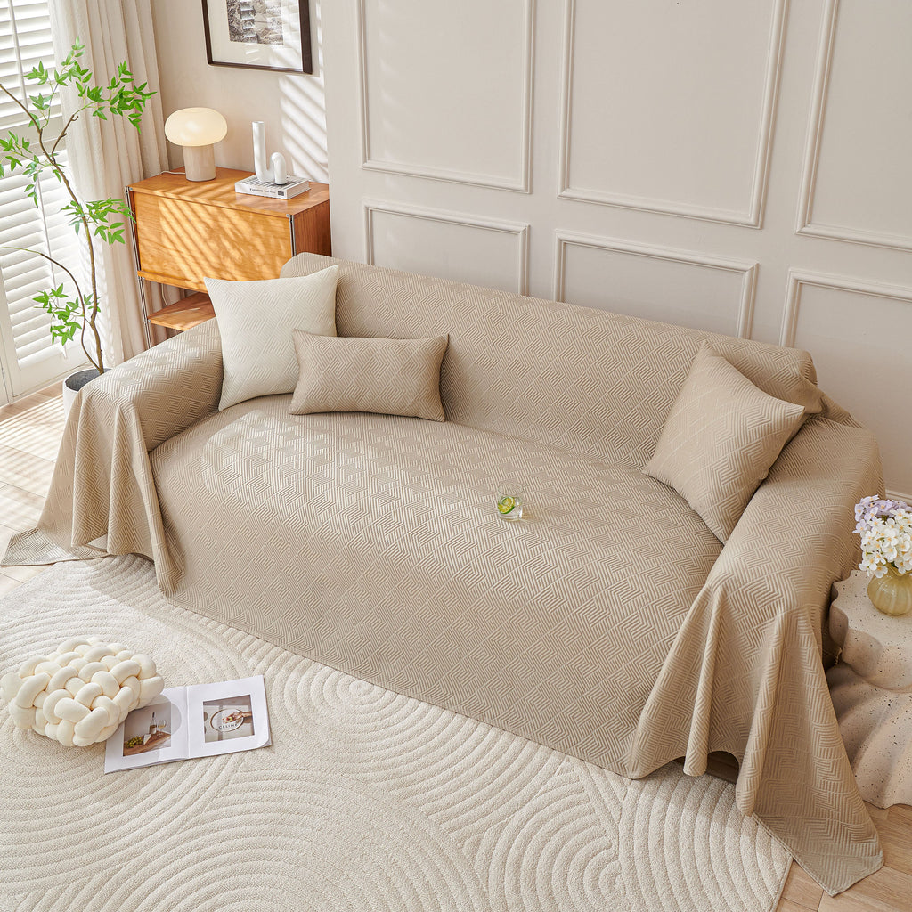 Cooling Scratch Proof Large Sofa Throw Cover, Geometric Texture Couch Protector