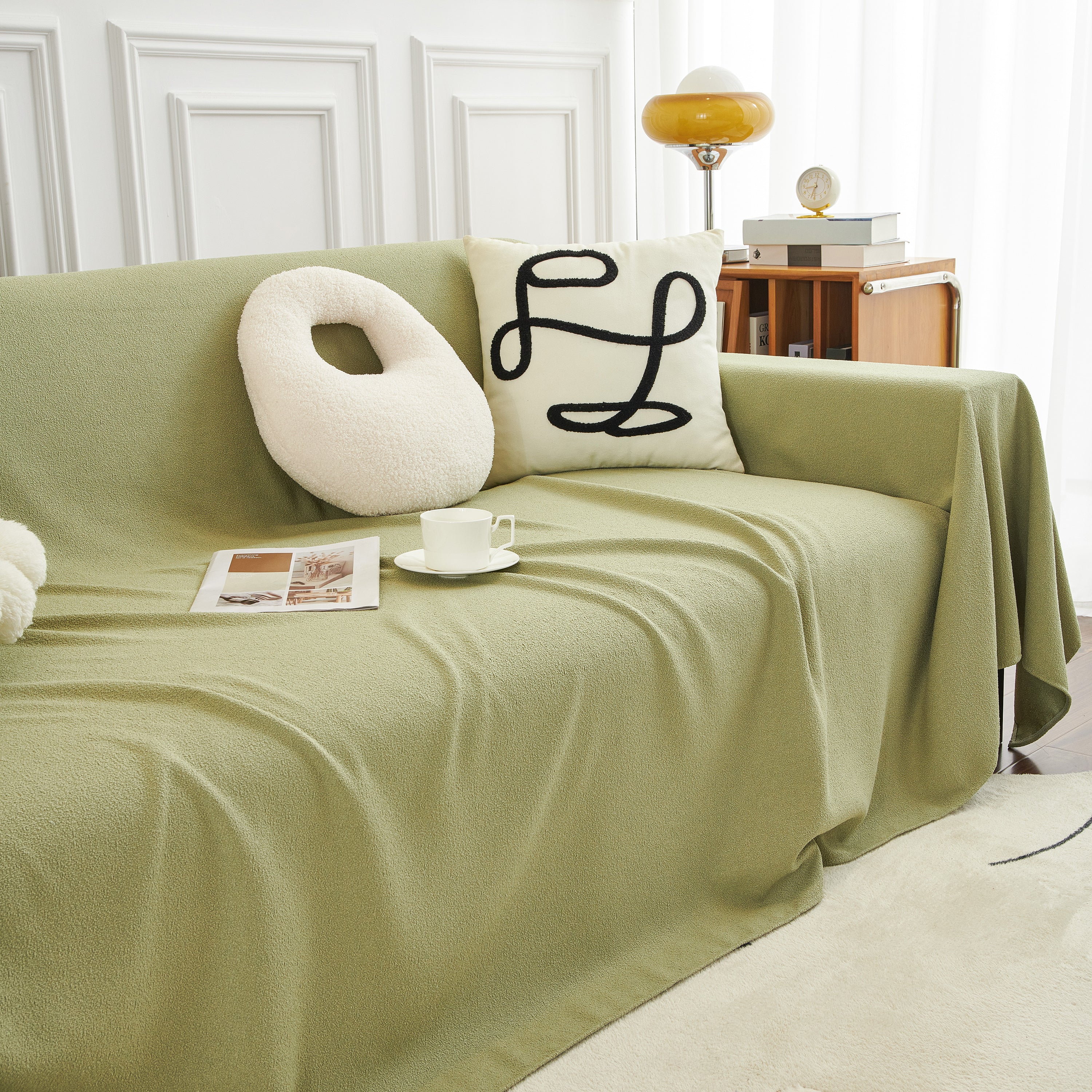 Teddy Throw Blanket and Stylish Slipcover for Couch, Waterproof Sofa Cover for Pets