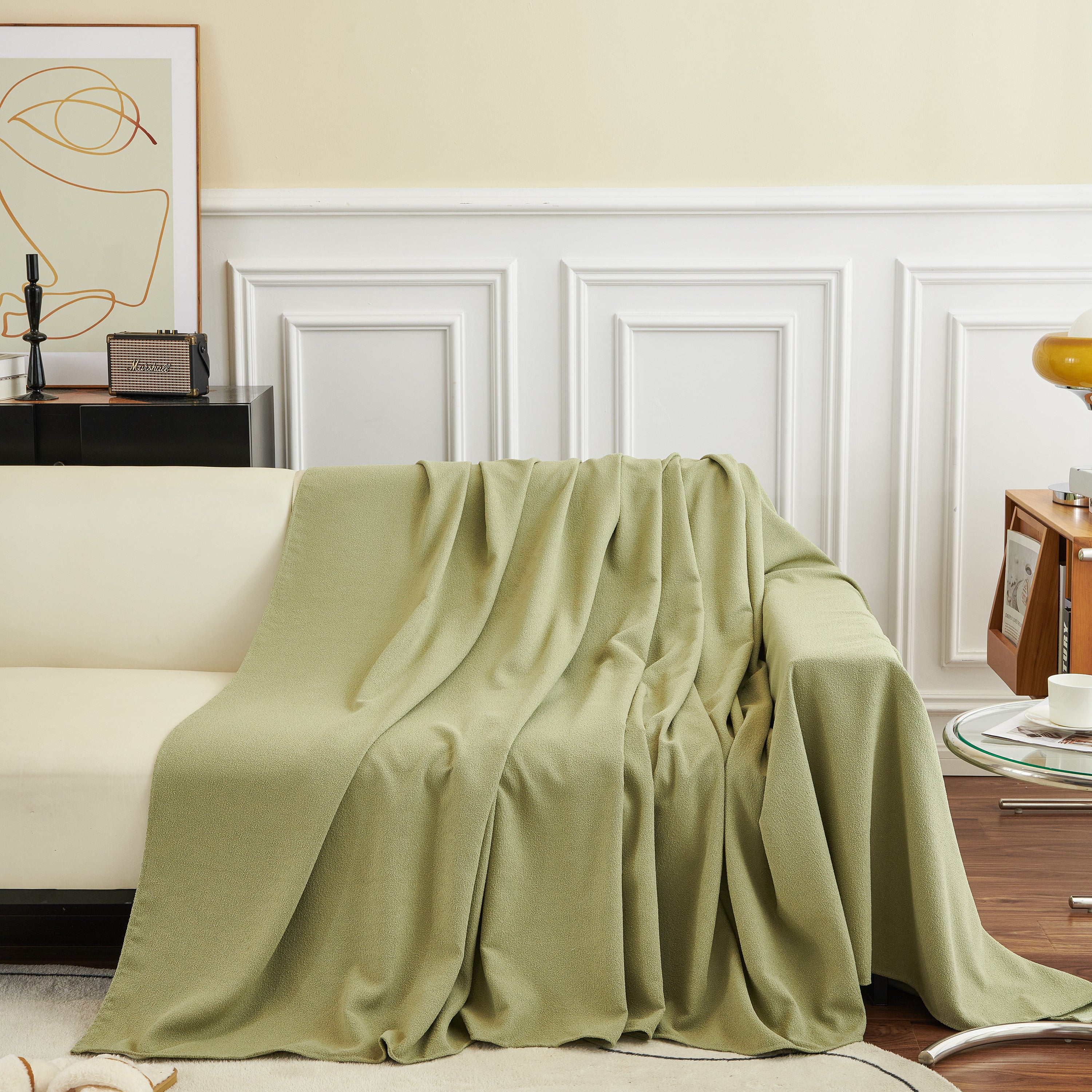 Teddy Throw Blanket and Stylish Slipcover for Couch, Waterproof Sofa Cover for Pets