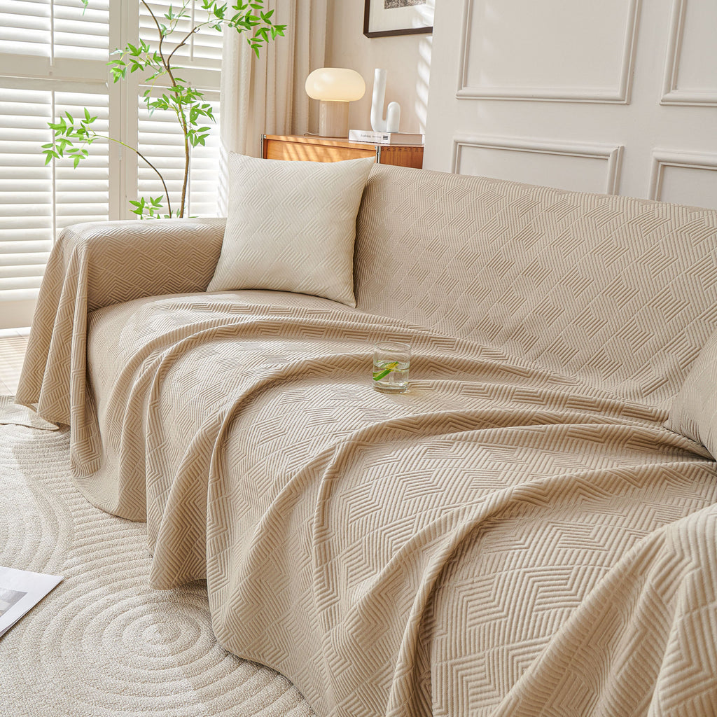 Cooling Scratch Proof Large Sofa Throw Cover, Geometric Texture Couch Protector