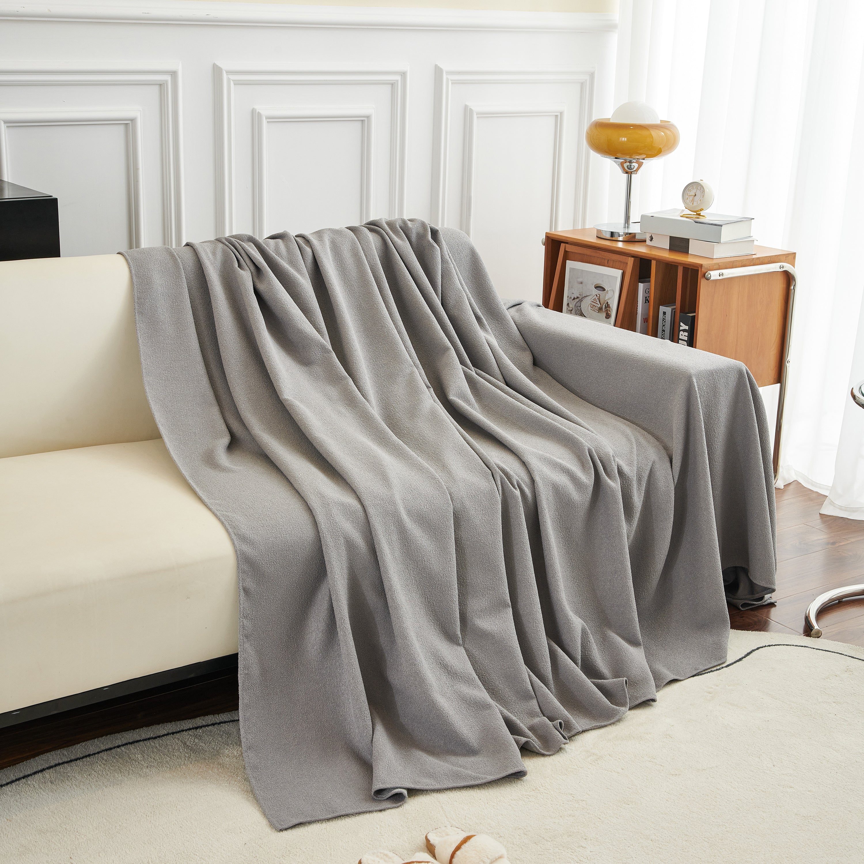 Teddy Throw Blanket and Stylish Slipcover for Couch, Waterproof Sofa Cover for Pets