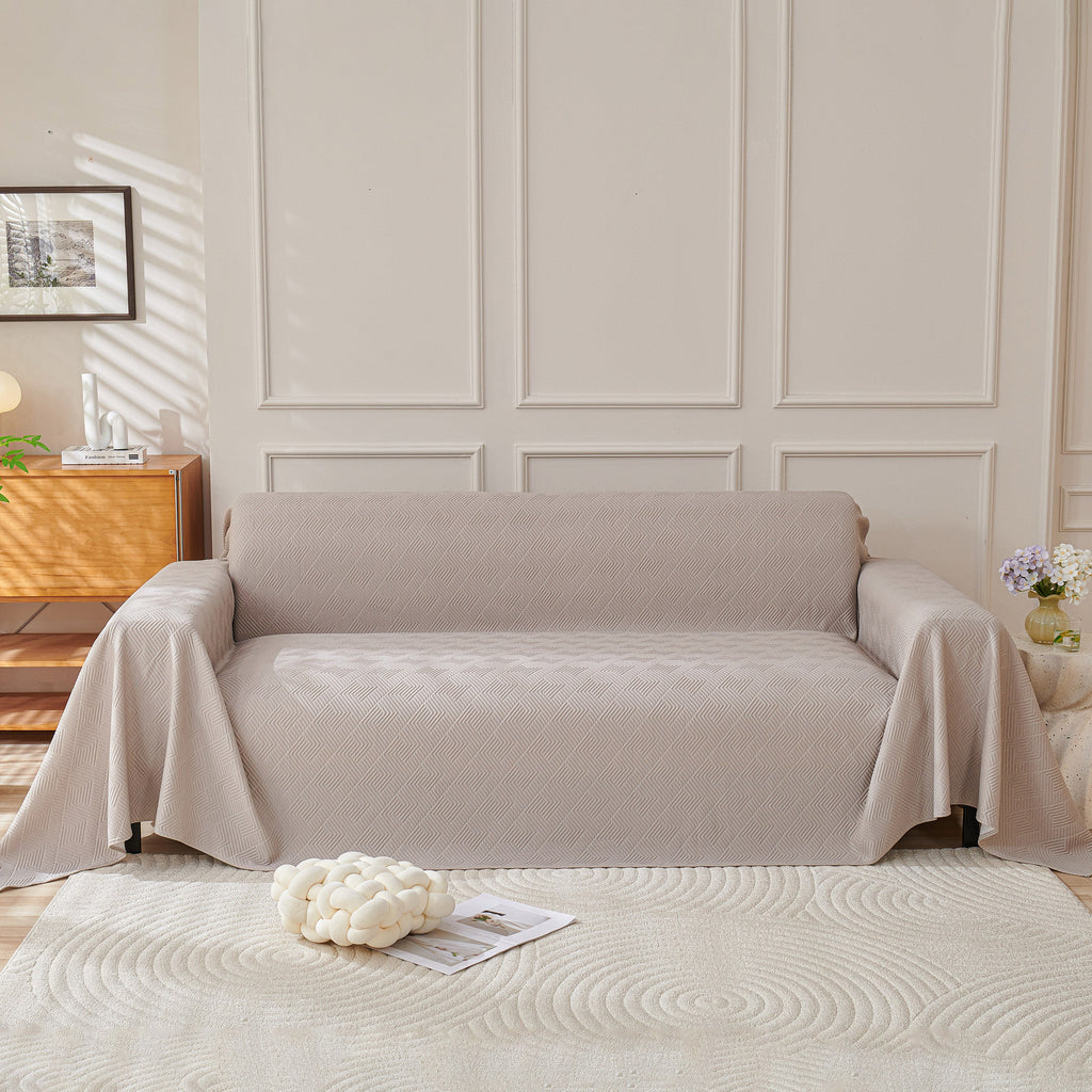 Cooling Scratch Proof Large Sofa Throw Cover, Geometric Texture Couch Protector