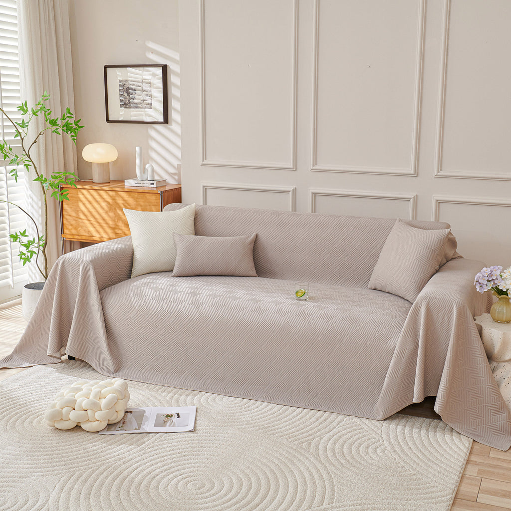 Cooling Scratch Proof Large Sofa Throw Cover, Geometric Texture Couch Protector