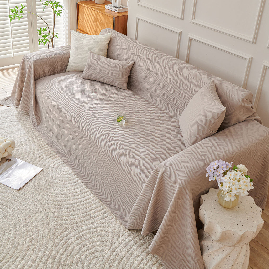Cooling Scratch Proof Large Sofa Throw Cover, Geometric Texture Couch Protector
