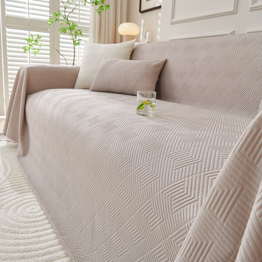 Cooling Scratch Proof Large Sofa Throw Cover, Geometric Texture Couch Protector