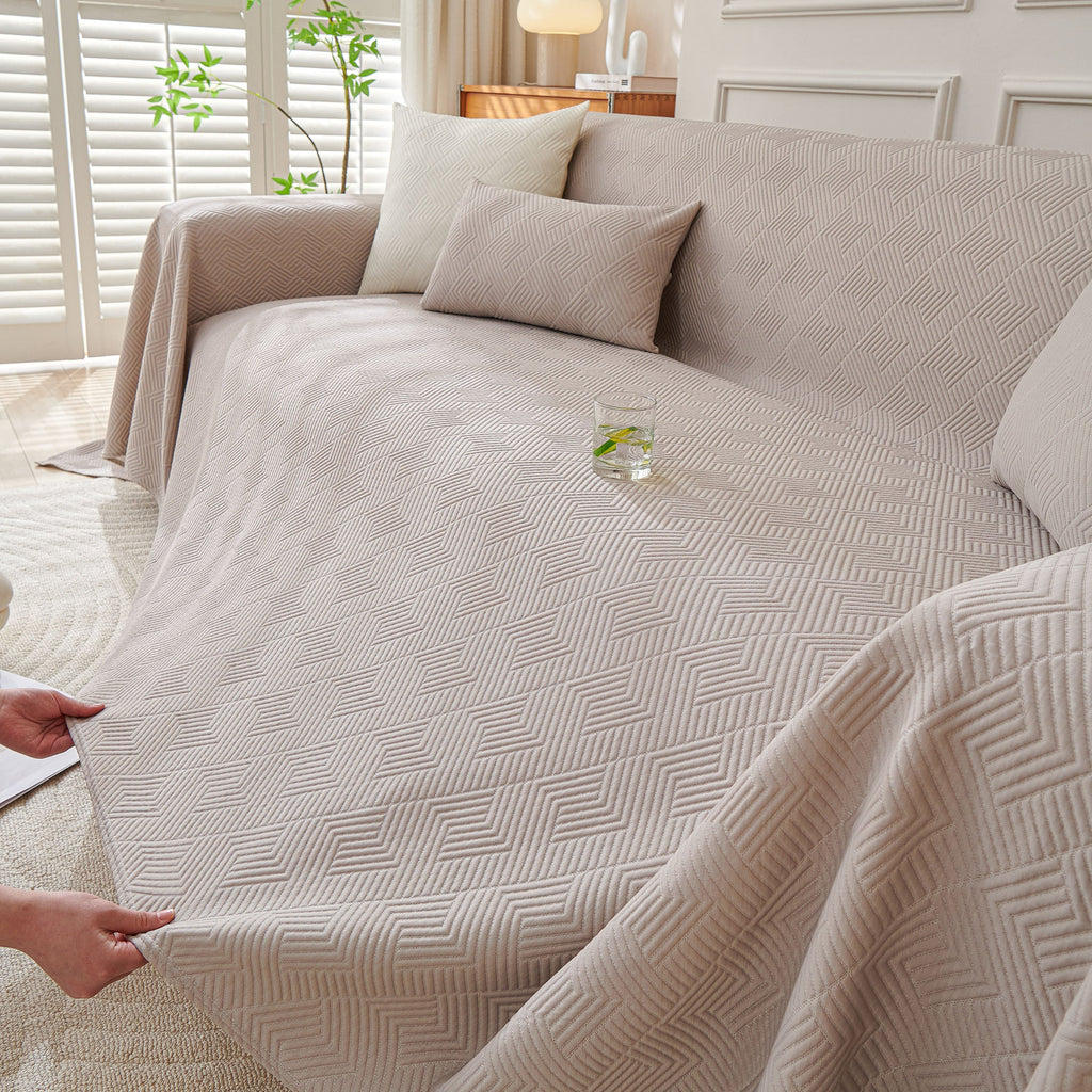 Cooling Scratch Proof Large Sofa Throw Cover, Geometric Texture Couch Protector