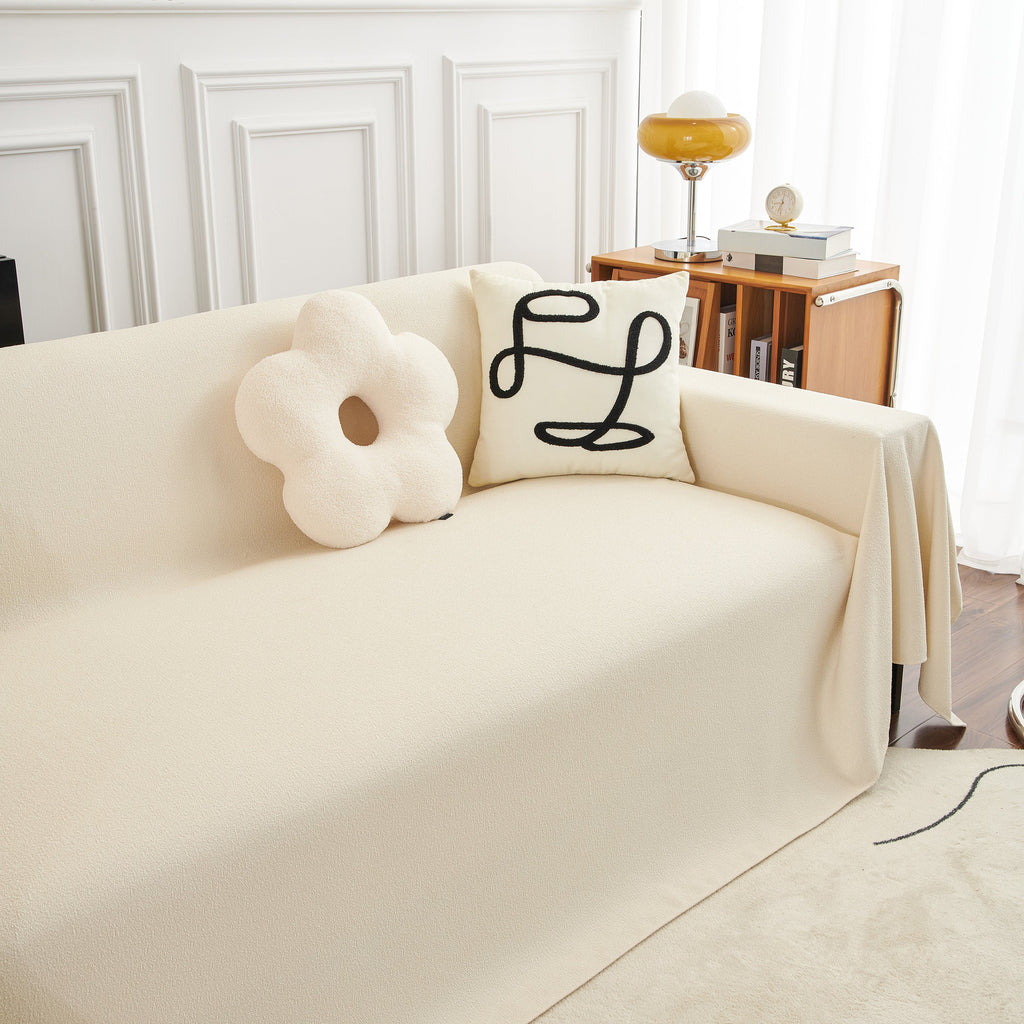 Teddy Throw Blanket and Stylish Slipcover for Couch, Waterproof Sofa Cover for Pets