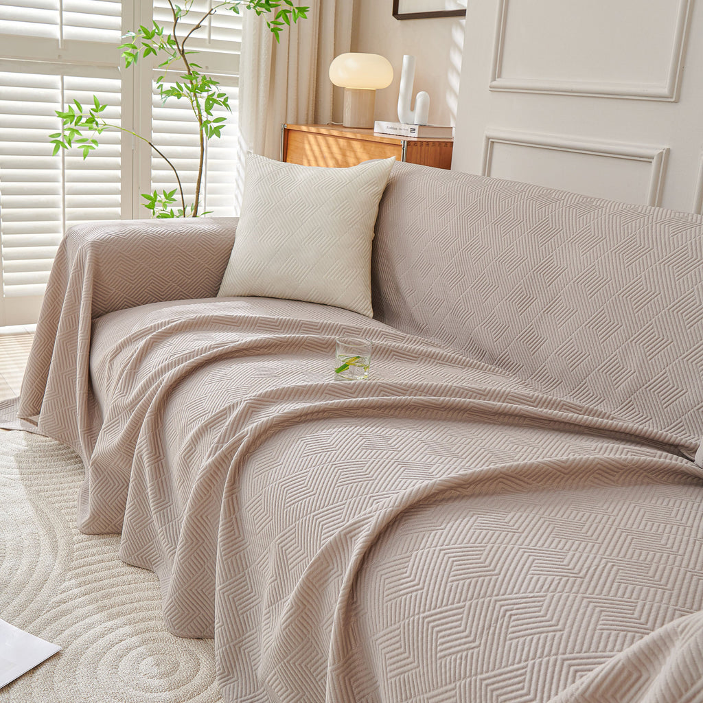 Cooling Scratch Proof Large Sofa Throw Cover, Geometric Texture Couch Protector