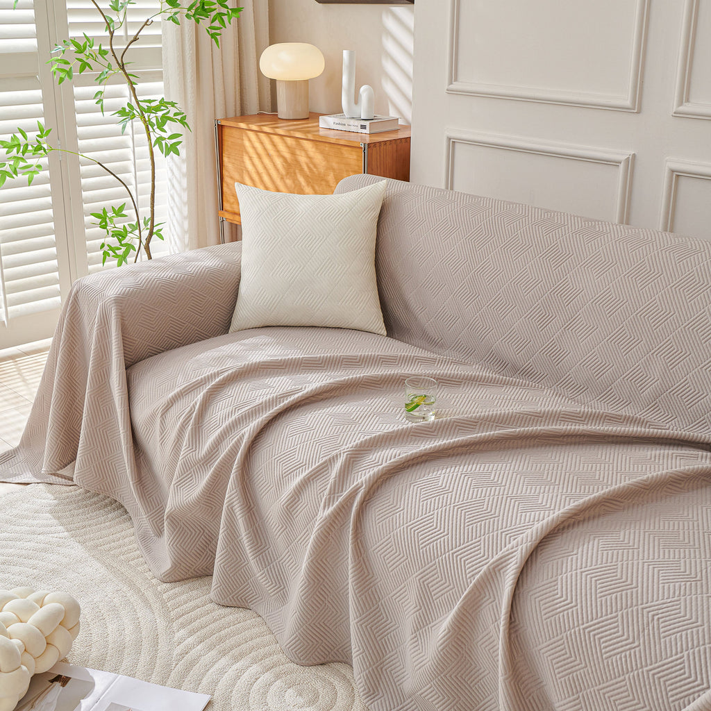 Cooling Scratch Proof Large Sofa Throw Cover, Geometric Texture Couch Protector