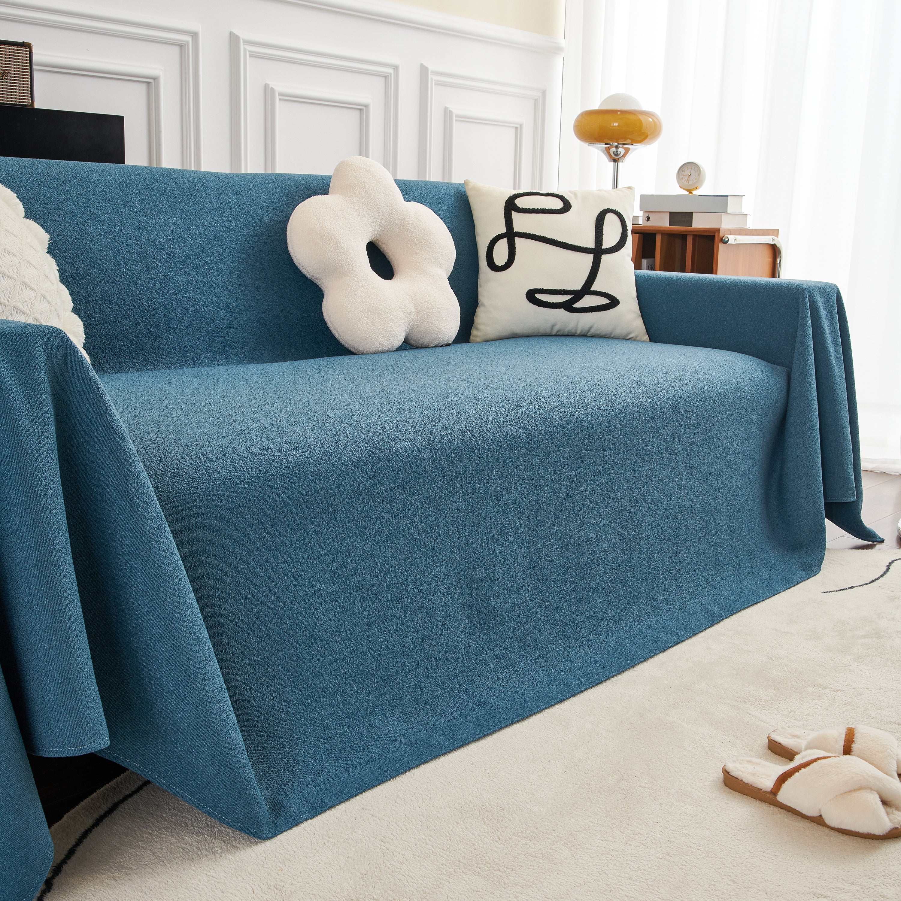 Teddy Throw Blanket and Stylish Slipcover for Couch, Waterproof Sofa Cover for Pets