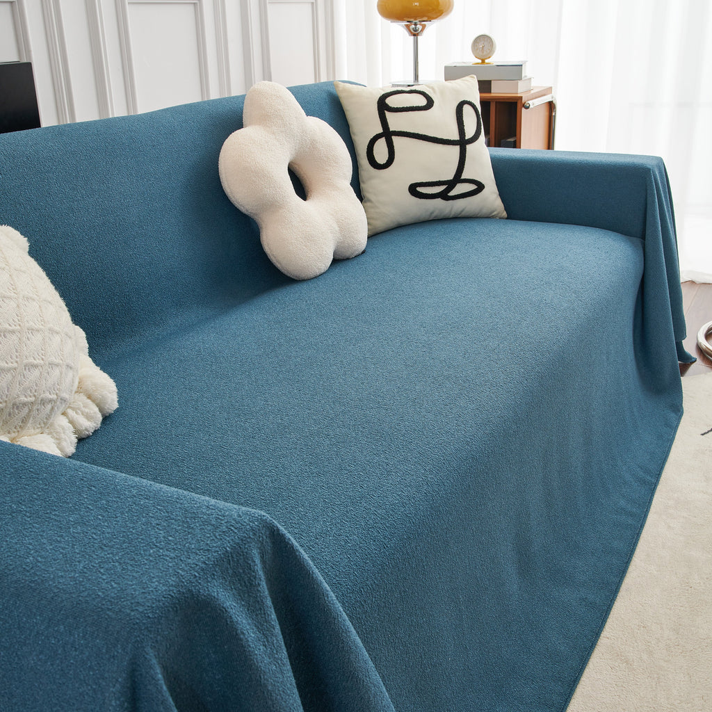 Teddy Throw Blanket and Stylish Slipcover for Couch, Waterproof Sofa Cover for Pets
