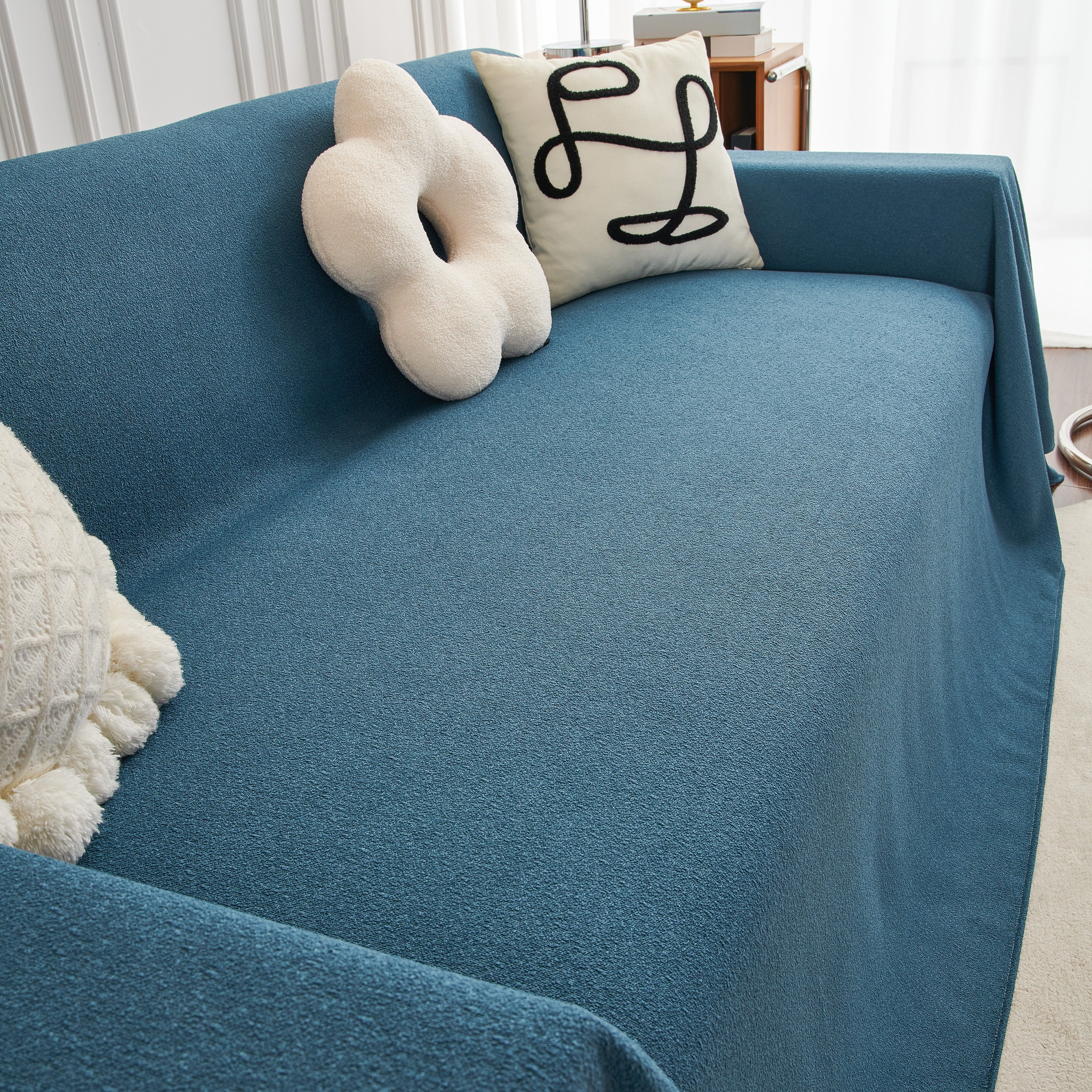 Teddy Throw Blanket and Stylish Slipcover for Couch, Waterproof Sofa Cover for Pets