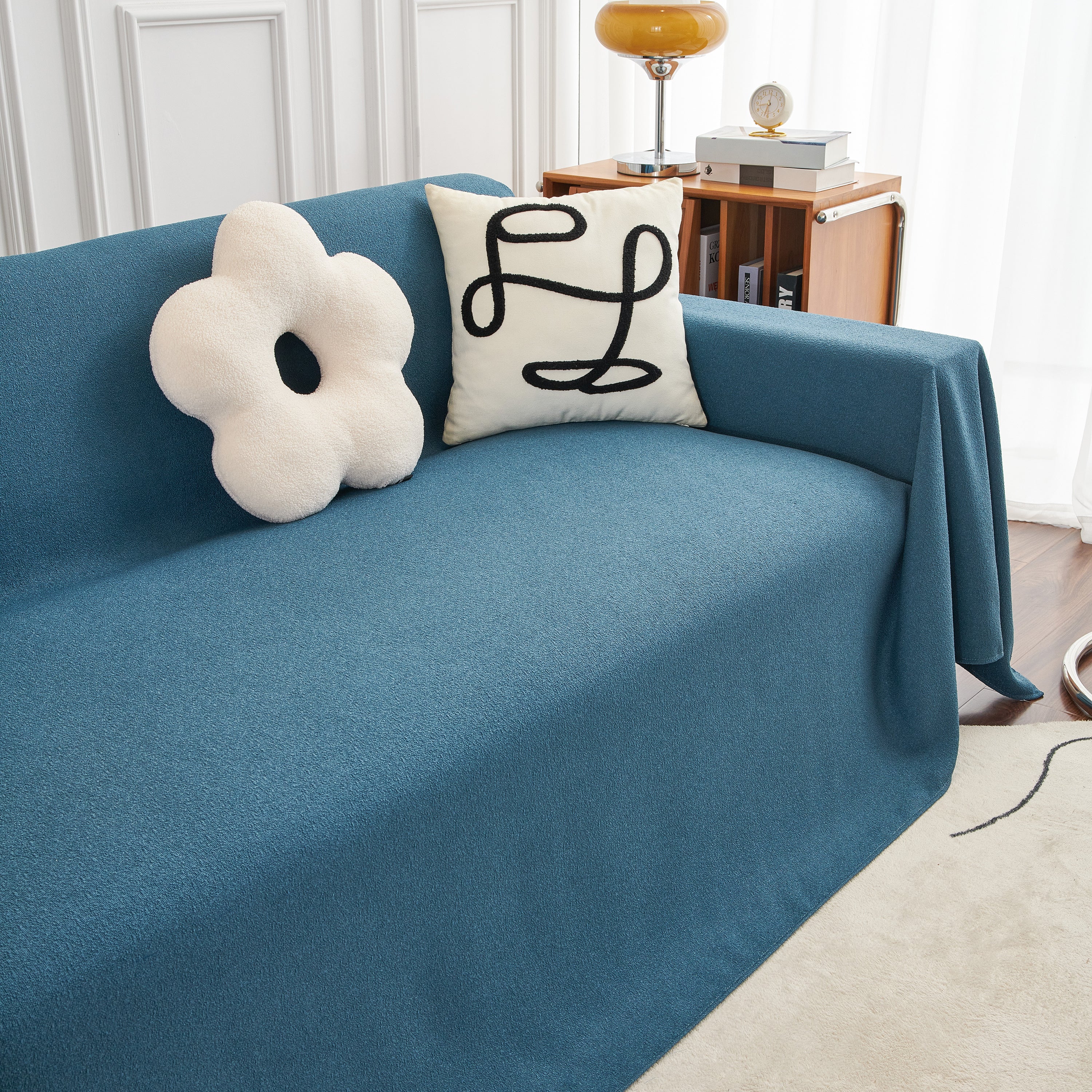 Teddy Throw Blanket and Stylish Slipcover for Couch, Waterproof Sofa Cover for Pets