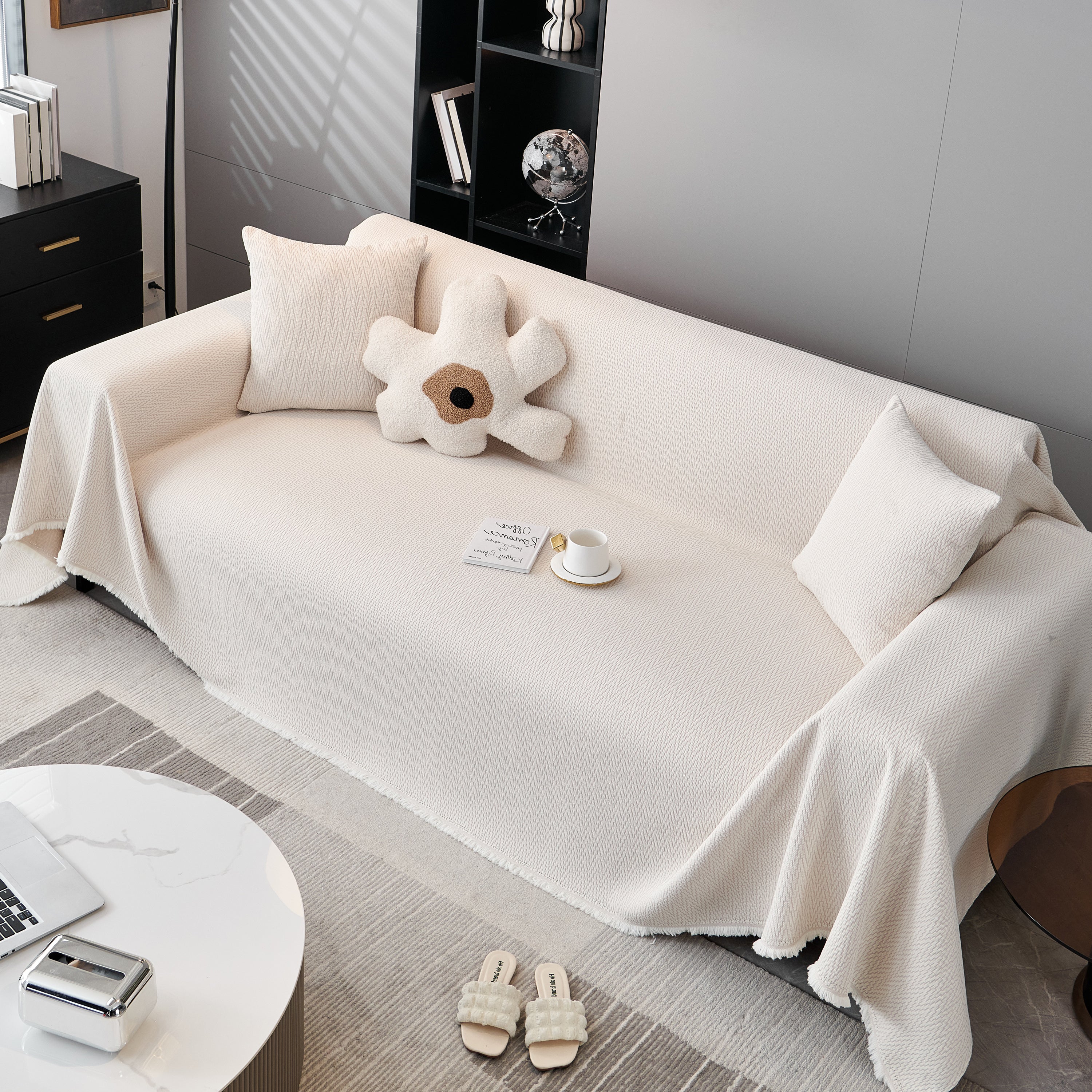 Waterproof Scratch Proof Herringbone Large Throw Blanket for Couch, Chenille Couch Cushion Covers for Pets