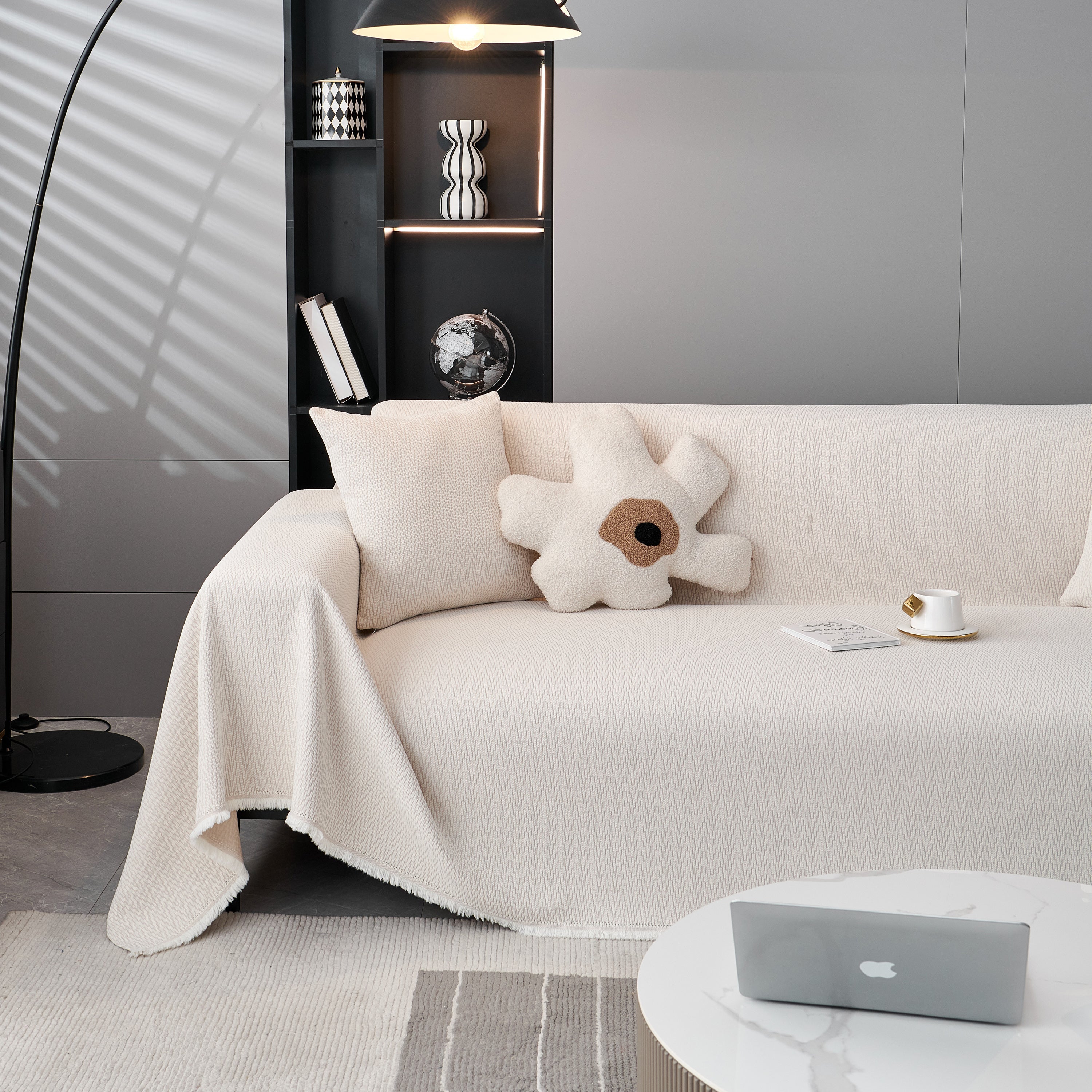 Waterproof Scratch Proof Herringbone Large Throw Blanket for Couch, Chenille Couch Cushion Covers for Pets